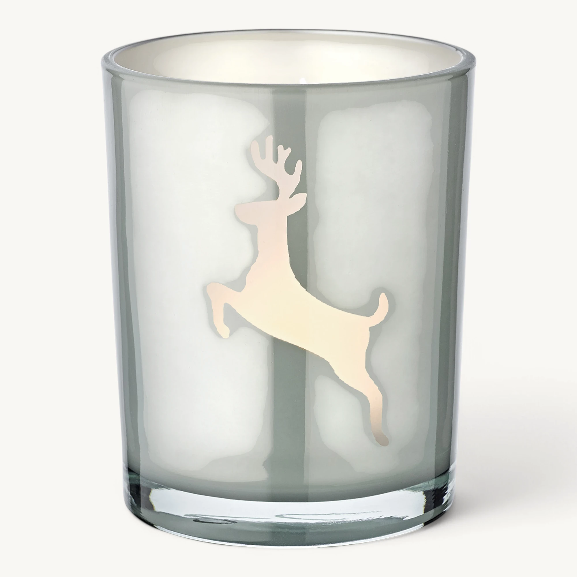 SALE Teelichtglas Loki left (Höhe 13 cm), grau, Hirsch-Motiv