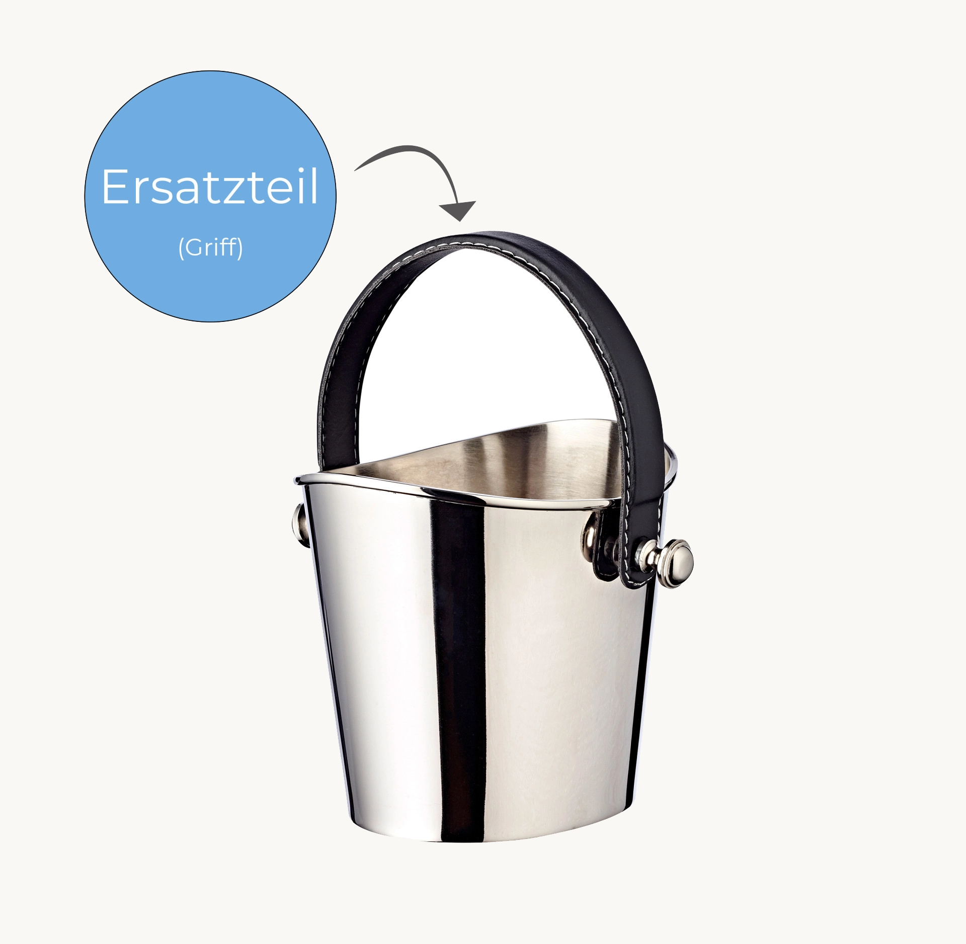 Ledergriff schwarz für große Gilberts, L 50 cm