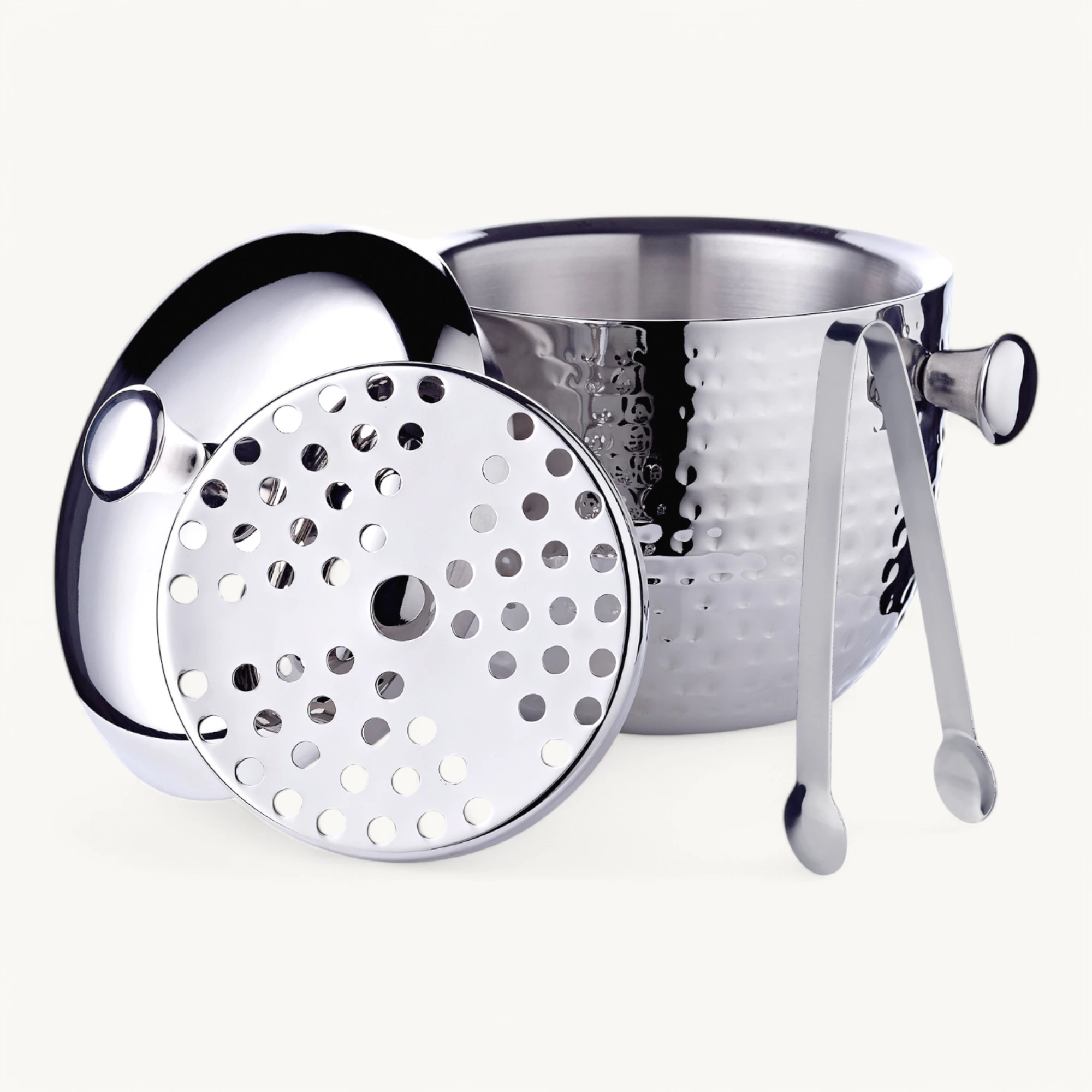 Eiseimer Rico (Höhe 21 cm) mit Deckel, Edelstahl gehämmert hochglanzpoliert