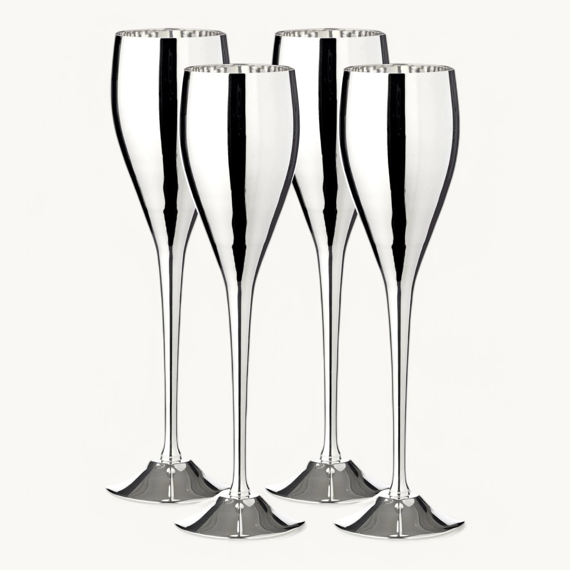 4er-Set Sektkelch Dodo (Höhe 23 cm, Füllmenge 200 ml), glatt, edel versilbert
