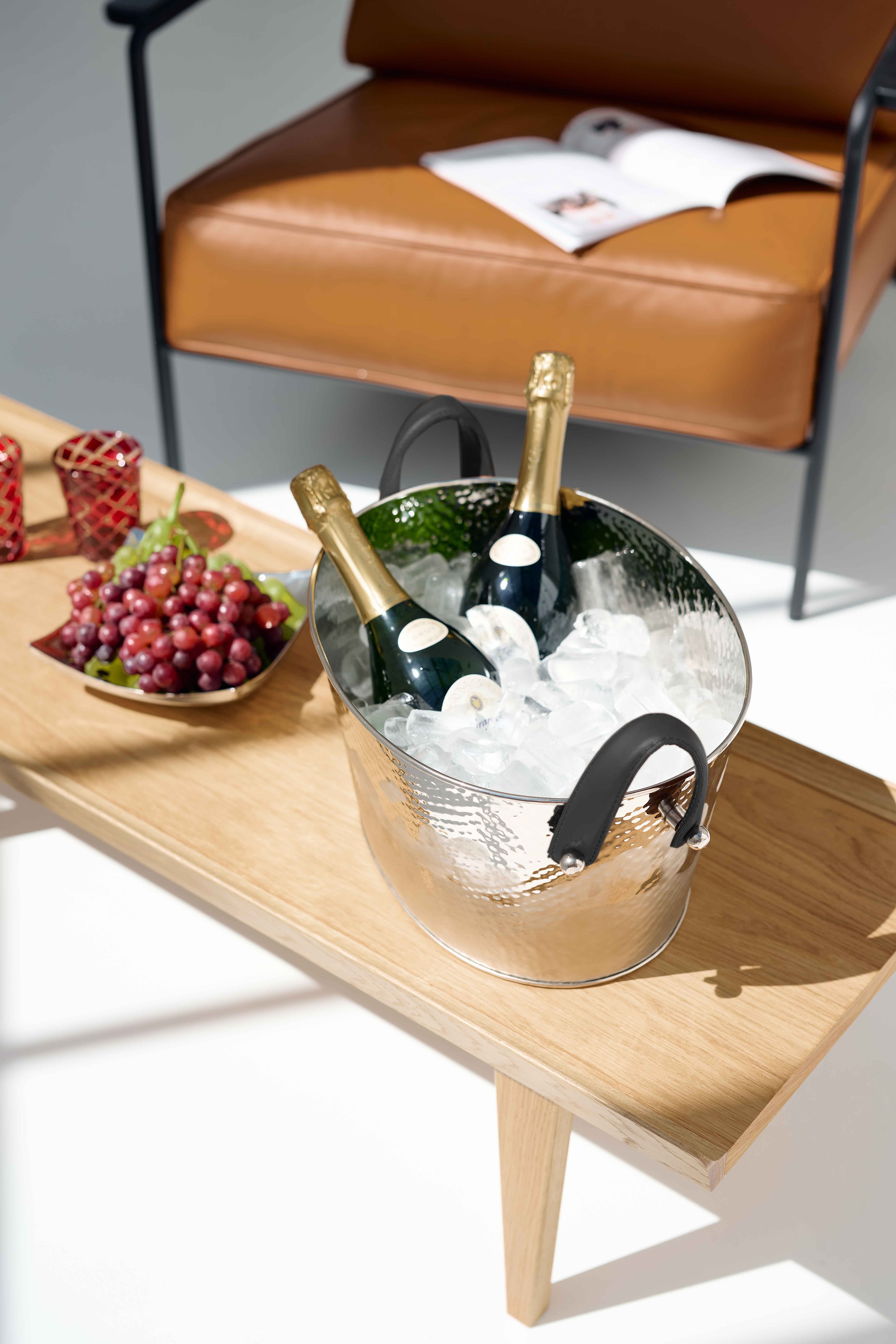 Champagner Schale Gavin, vernickelt, gehämmert 39x29x19 cm