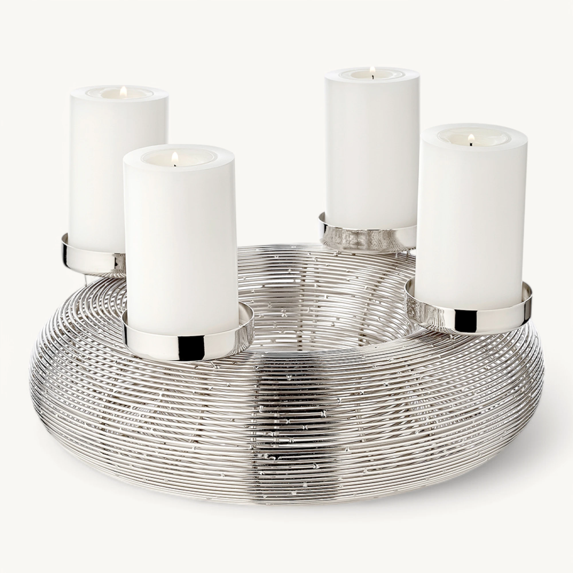 Adventskranz Verona (ø 30 cm), silberfarben, glänzend, Edelstahl vernickelt