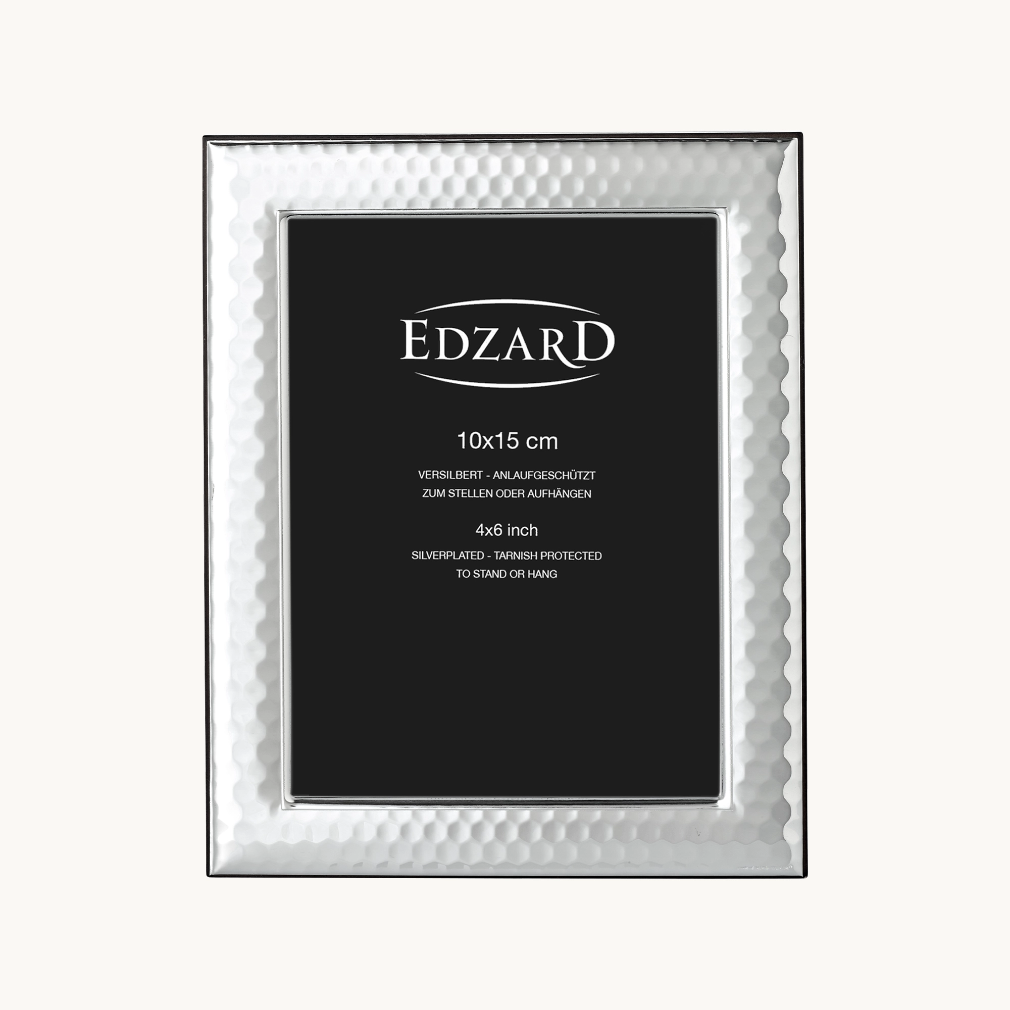 Fotorahmen Casalini (10x15 cm), edel versilbert, anlaufgeschützt, mit Holzdekor-Rücken