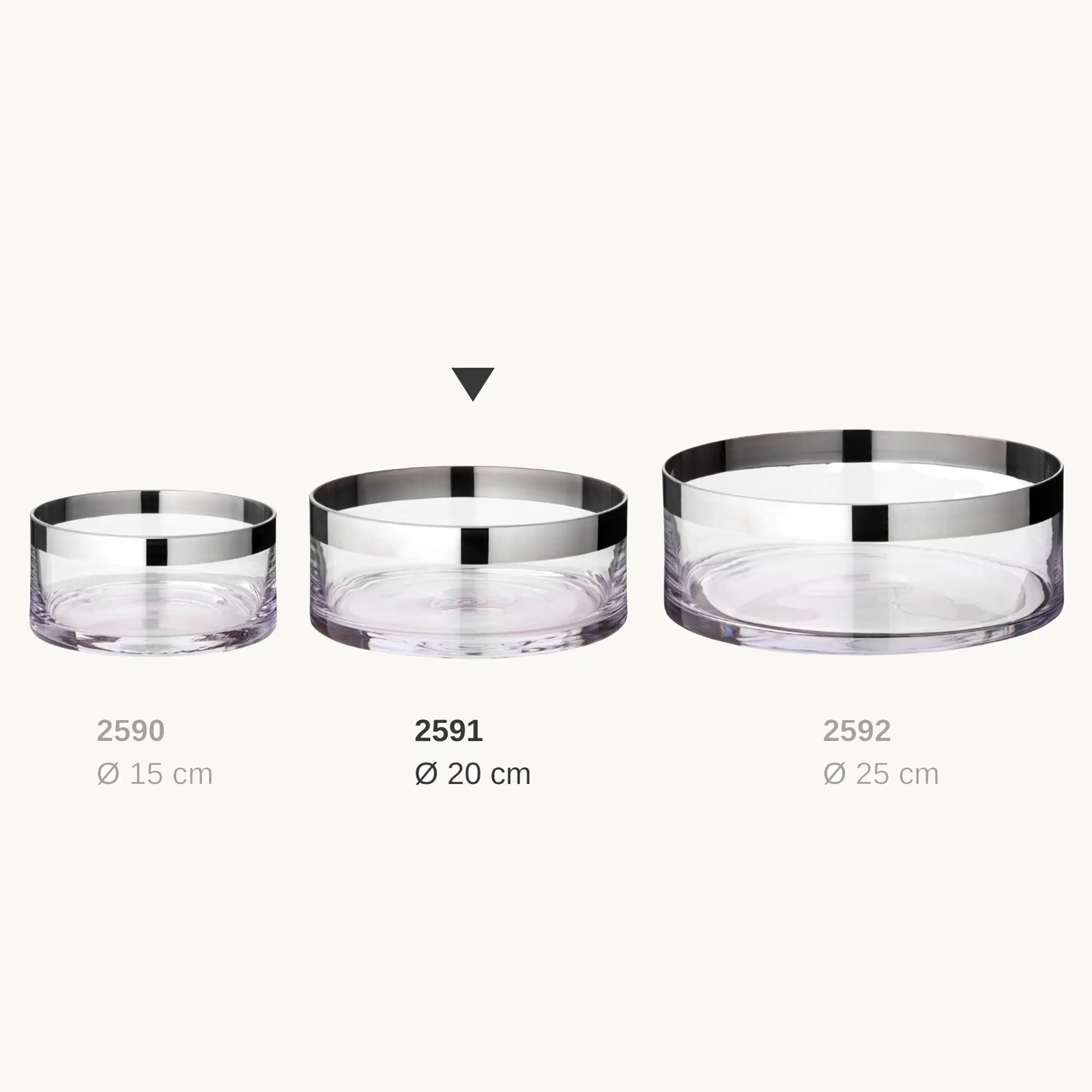 Schale Grit (Ø 20 cm), mundgeblasenes Kristallglas mit Platinrand
