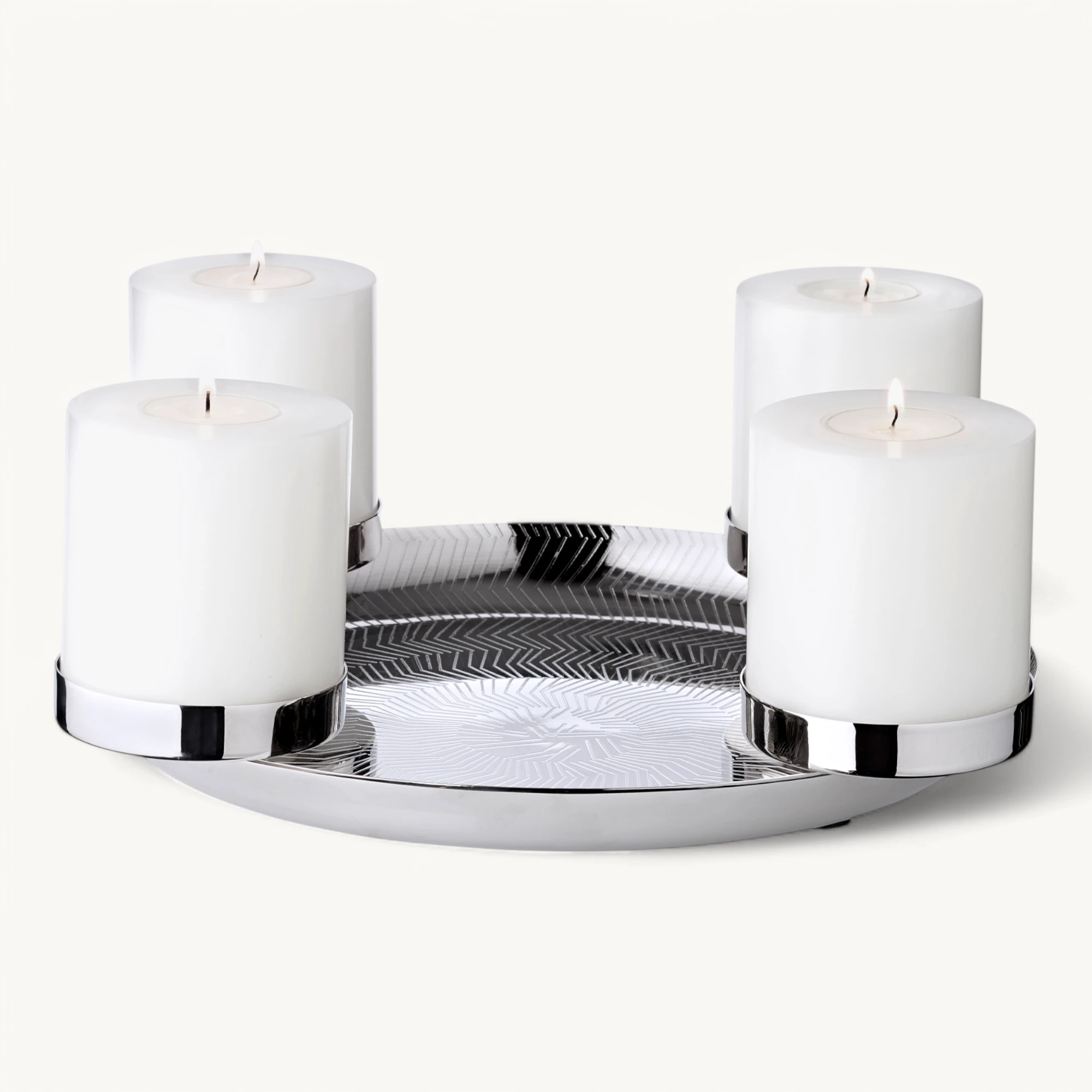Adventskranz Kaya (Ø 36 cm), silberfarben, hochglanzpoliert, Edelstahl
