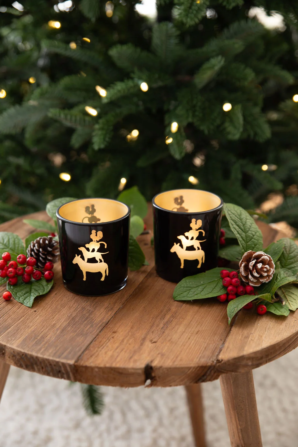 2er-Set Teelichtglas Stadtmusikanten (Höhe 8 cm), schwarz, Tier-Motiv 2er-Set Teelichtglas Stadtmusikanten (Höhe 8 cm), schwarz, Tier-Motiv
