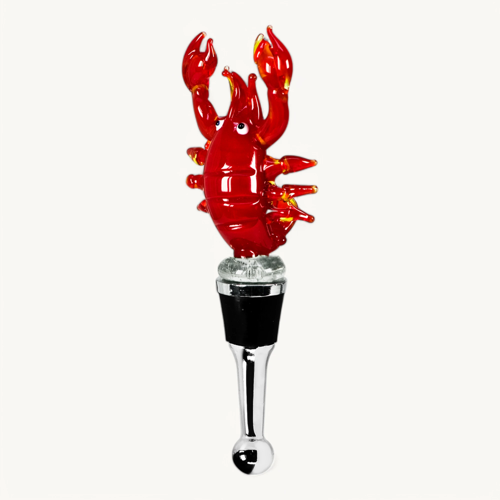 Flaschenverschluss Languste (Höhe 12 cm), mit Langusten-Figur, Muranoglas-Art, Handarbeit