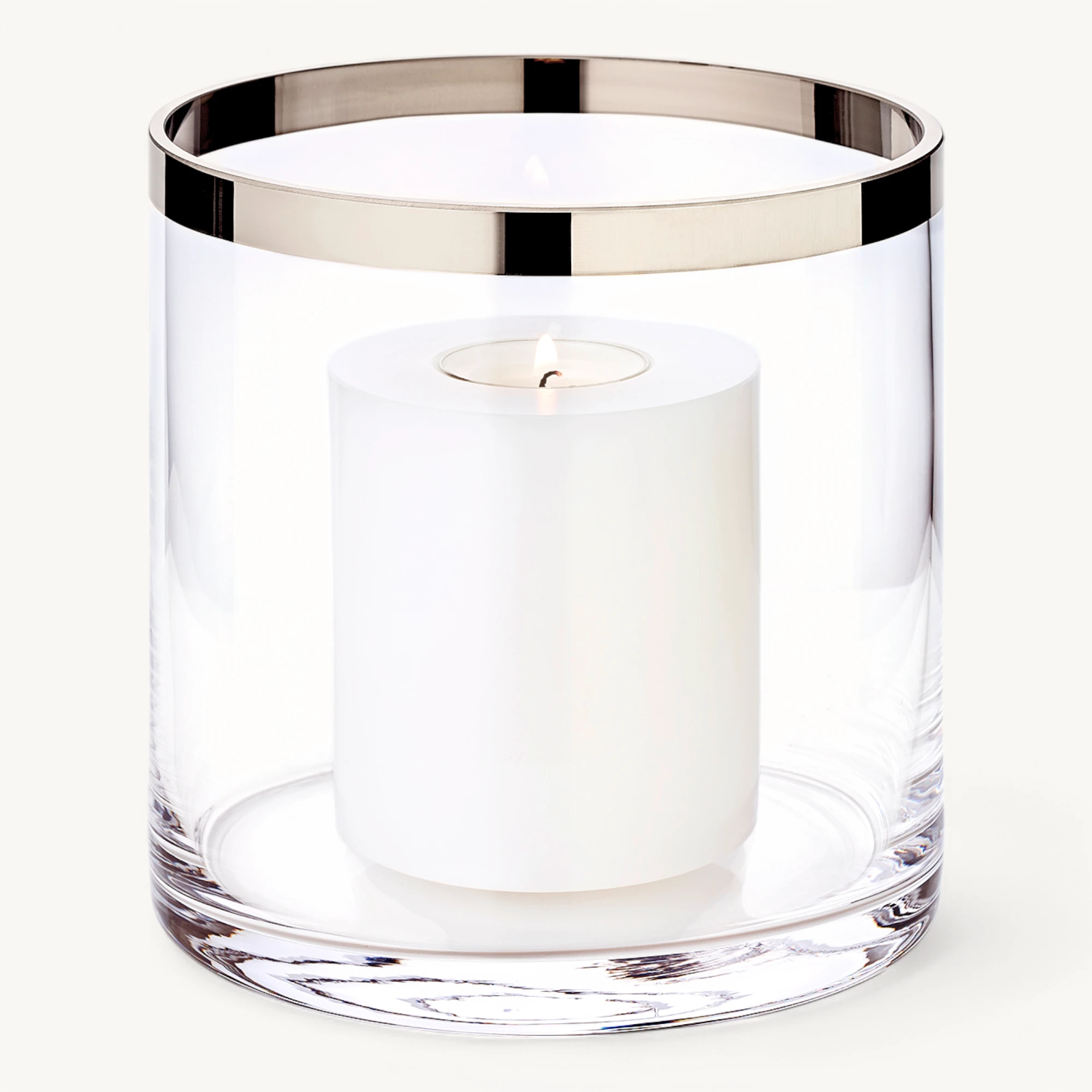Windlicht Molly (Höhe 15 cm), mundgeblasenes Kristallglas mit Platinrand Windlicht Molly (Höhe 15 cm), mundgeblasenes Kristallglas mit Platinrand