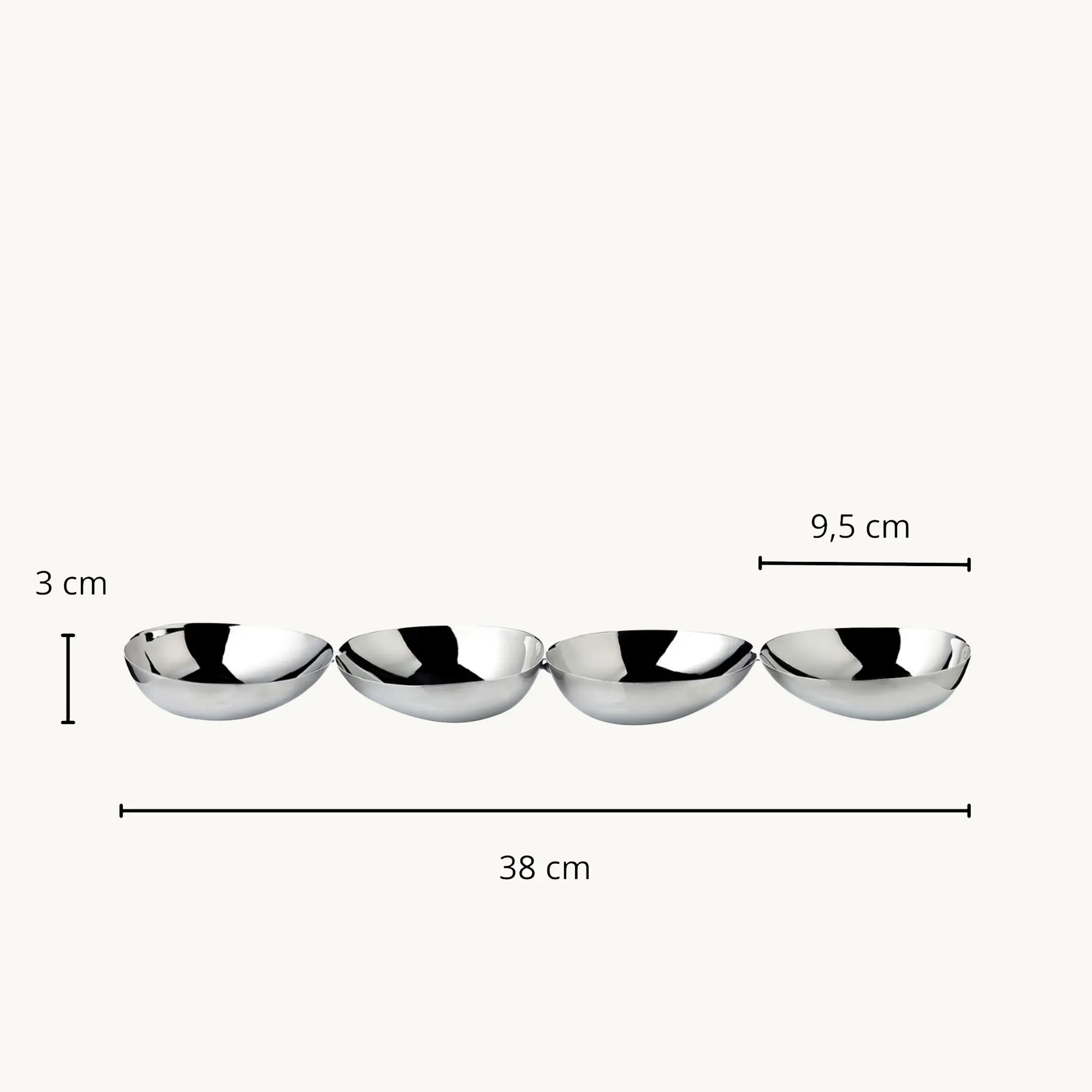 Snackschale 4-Fach Luma (L 38 cm), Edelstahl hochglanzpoliert
