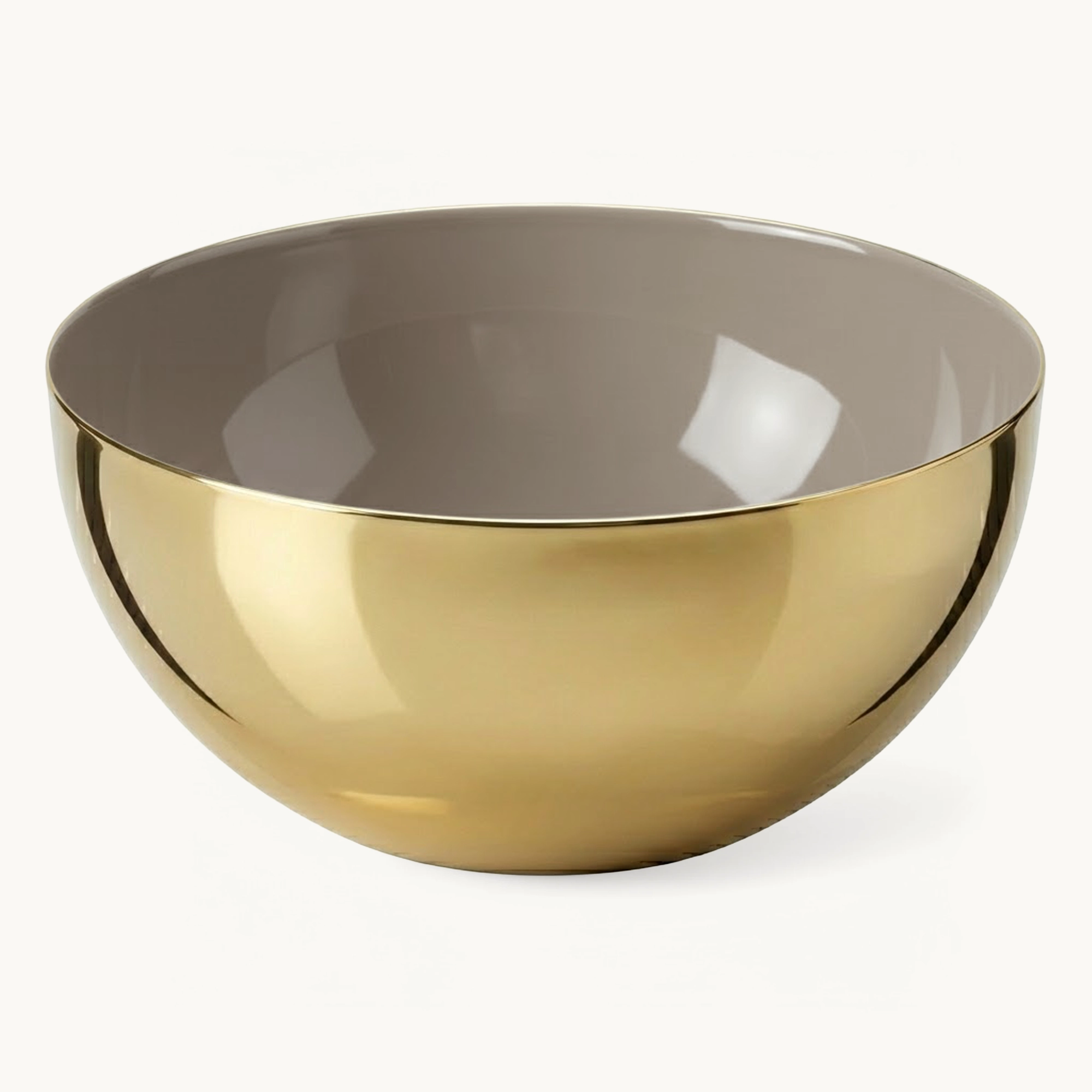 Schale Liora (Ø 15,5 cm, Höhe 7 cm) Messing, Gold-Finish, hochglanzpoliert, innen Perlbeige