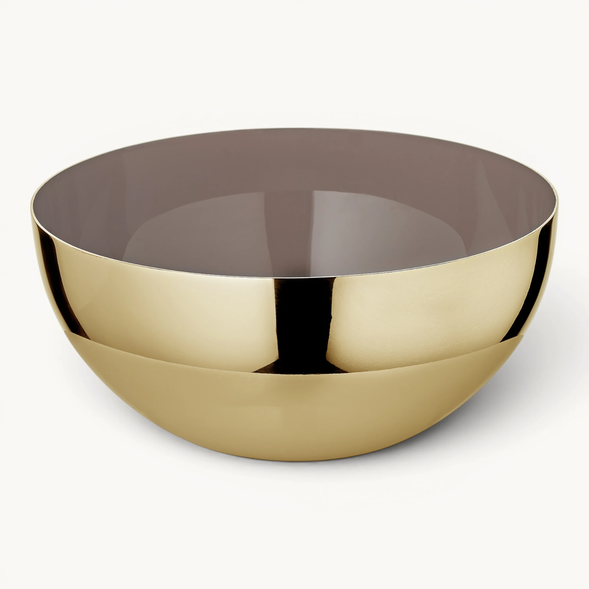 Schale Liora (Ø 15,5 cm, Höhe 7 cm) Messing, Gold-Finish, hochglanzpoliert, innen Perlbeige