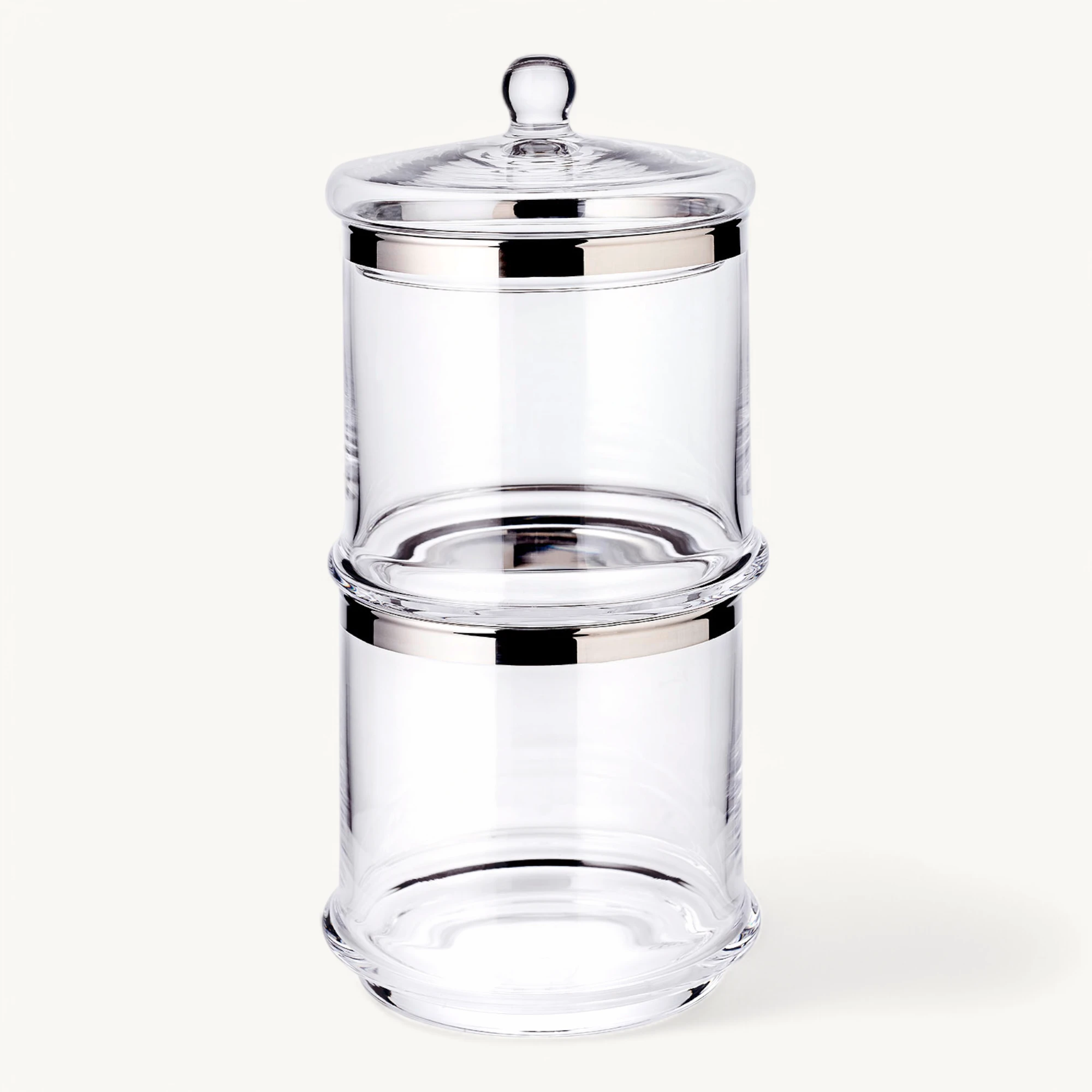 Glasdose Lia (Höhe 29 cm, Ø 14 cm), mit Deckel, mundgeblasenes Kristallglas mit Platinrand
