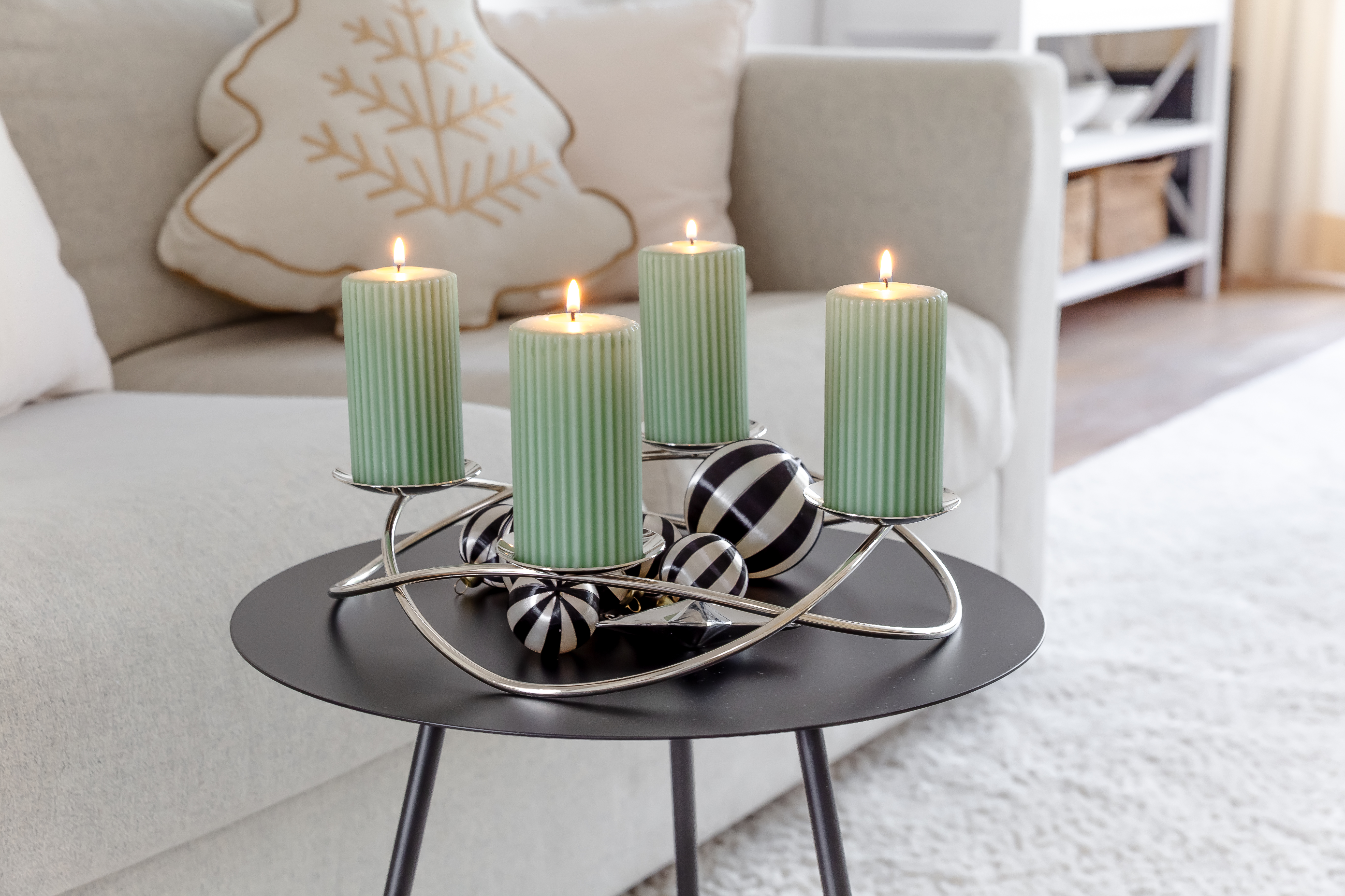 Adventskranz Alloa (ø 33 cm), Edelstahl hochglanzpoliert, silberfarben