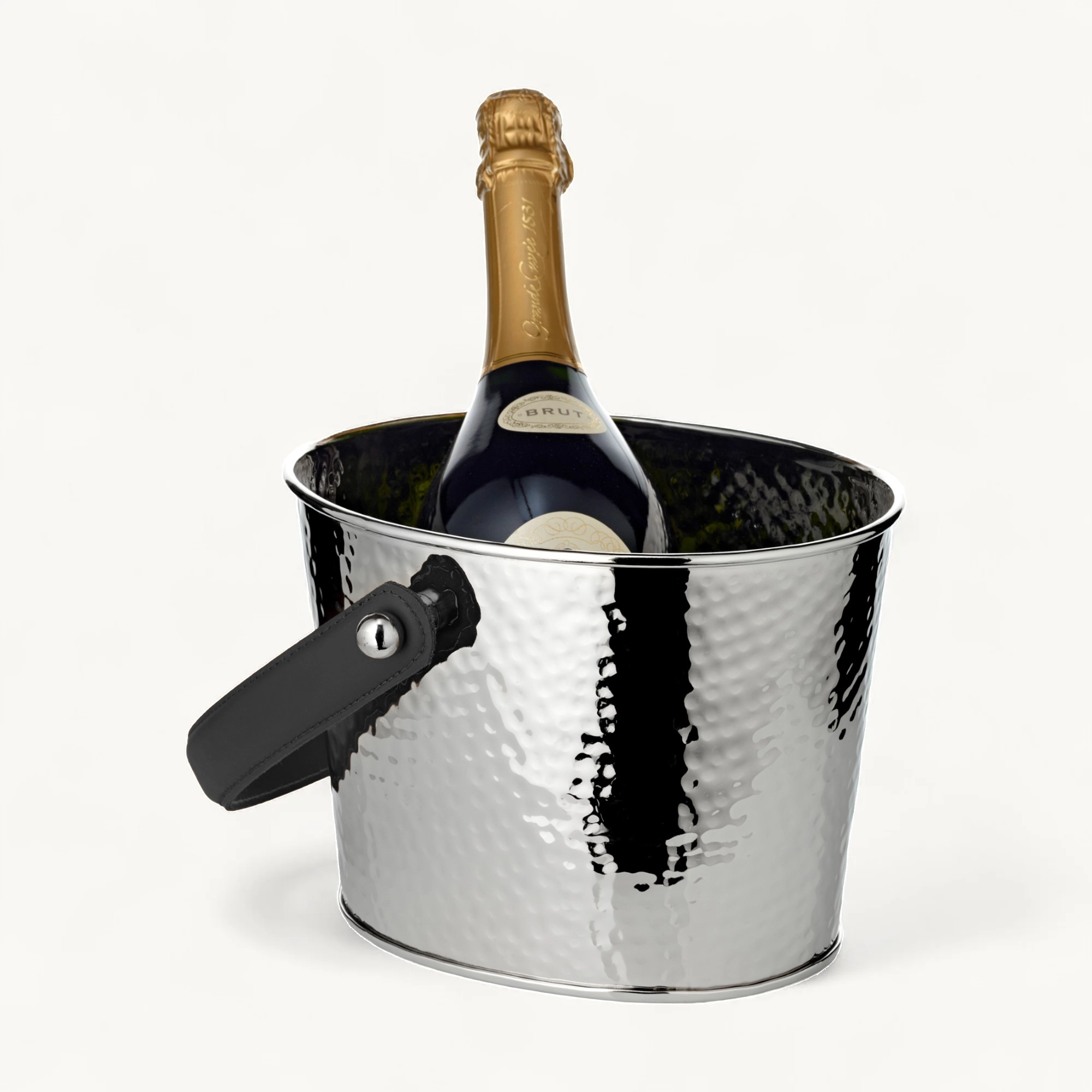 Sektkühler Gavin (23 x 18 cm, H 16 cm), gehämmert, Edelstahl, vernickelt