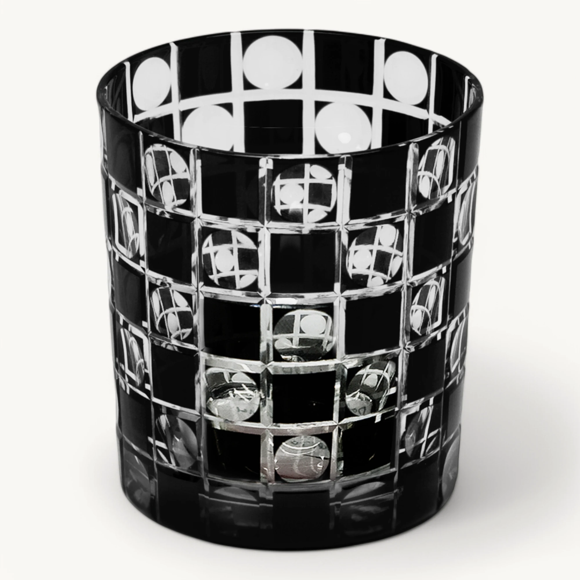 SALE 4er-Set Kristallgläser Diego (Höhe 9 cm, Füllmenge 250 ml), schwarz, handgeschliffenes Glas