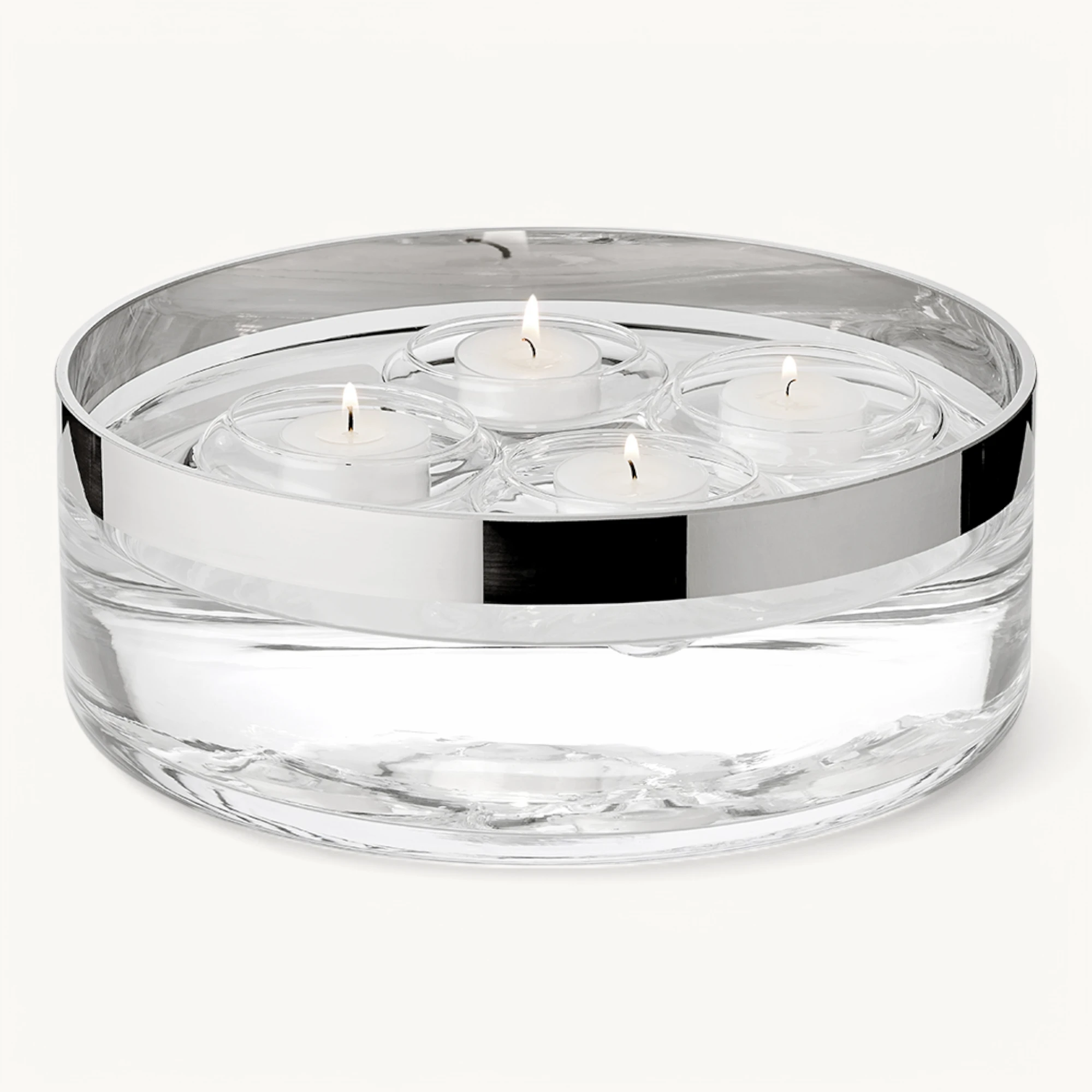 Schale Grit (Ø 25 cm), mundgeblasenes Kristallglas mit Platinrand Schale Grit (Ø 25 cm), mundgeblasenes Kristallglas mit Platinrand