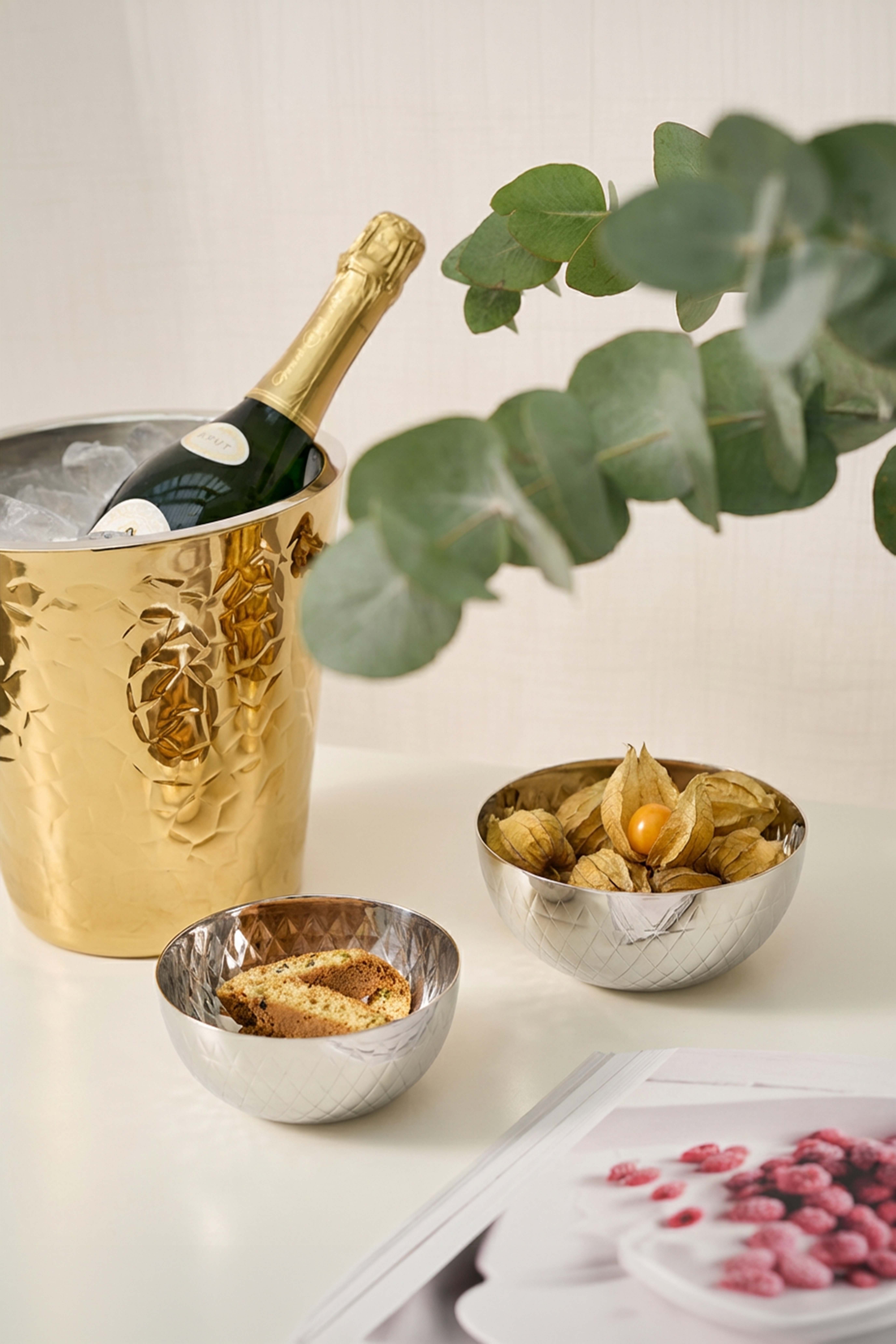 2er Set Schale Ponza (Ø 15 cm, Höhe 10 cm), gemustert, Edelstahl hochglanzpoliert