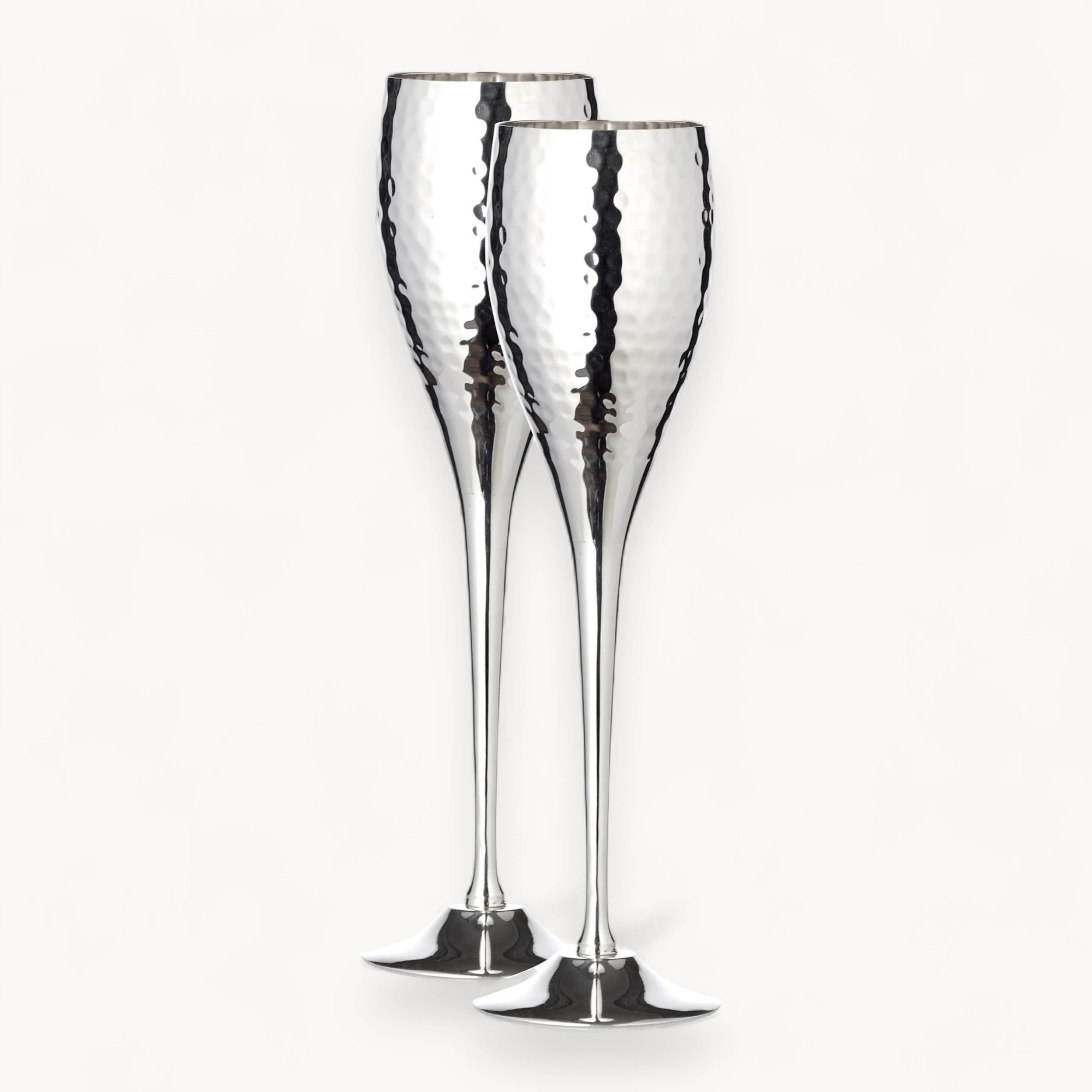 2er-Set Sektkelch Dodo (Höhe 23 cm, Füllmenge 200 ml), gehämmert, edel versilbert