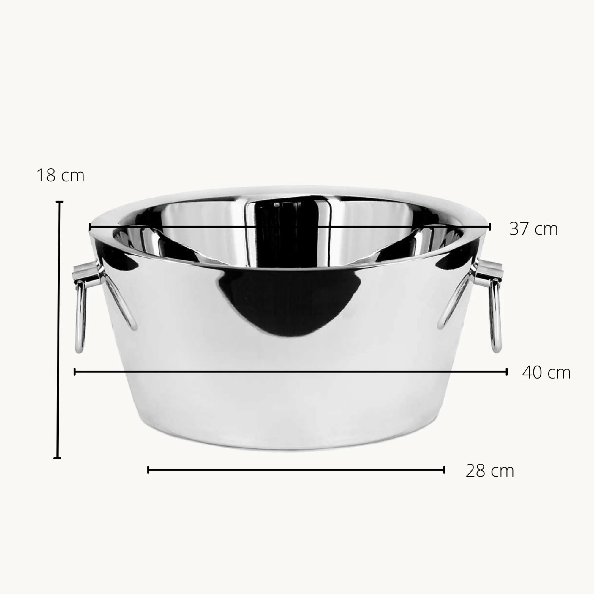 Flaschenkühler Ontario (Höhe 18 cm,  Ø 38 cm), mit Griffen, Edelstahl, hochglanzpoliert