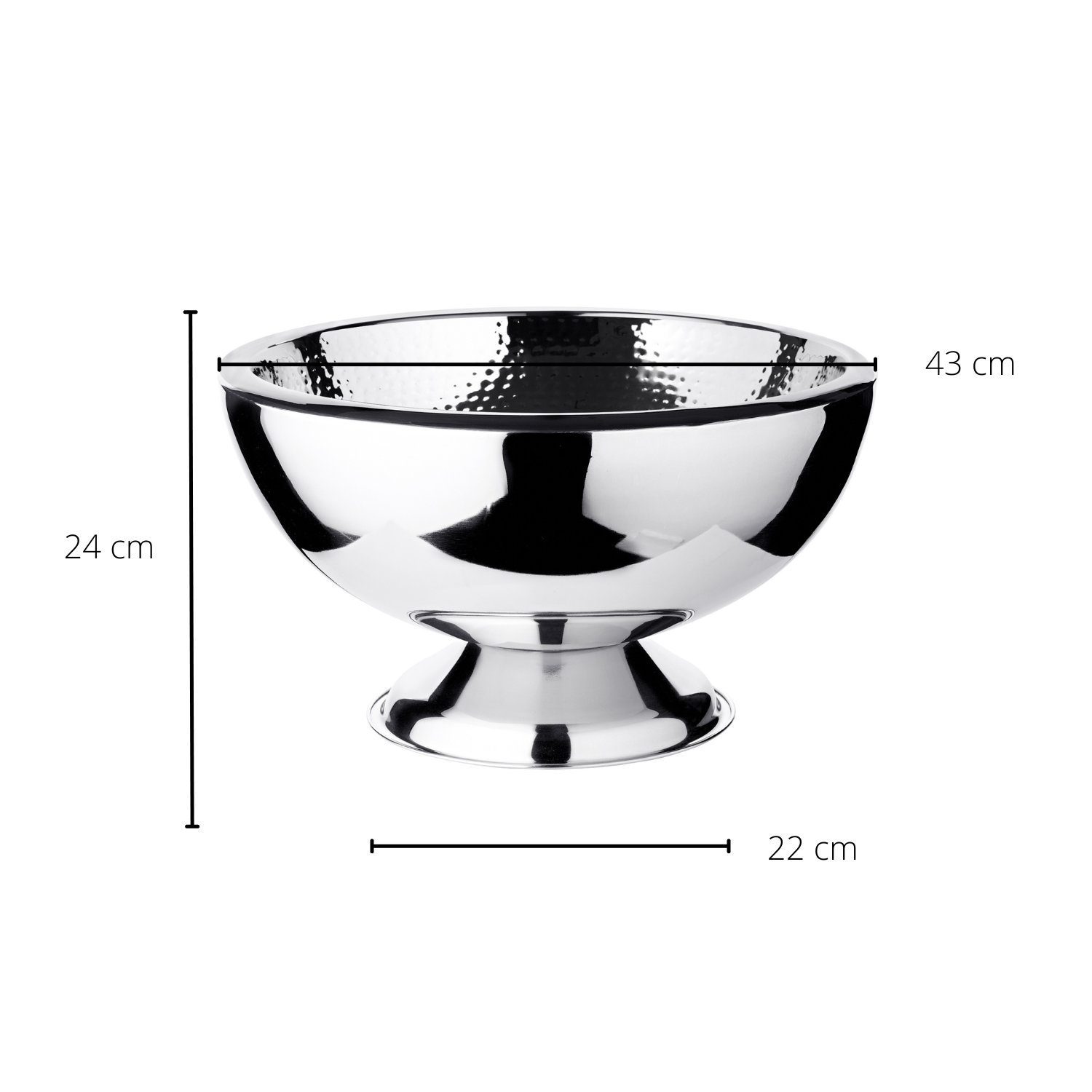 Flaschenkühler Cadiz (Höhe 24 cm, Ø 43 cm), innen gehämmert, Edelstahl, hochglanzpoliert