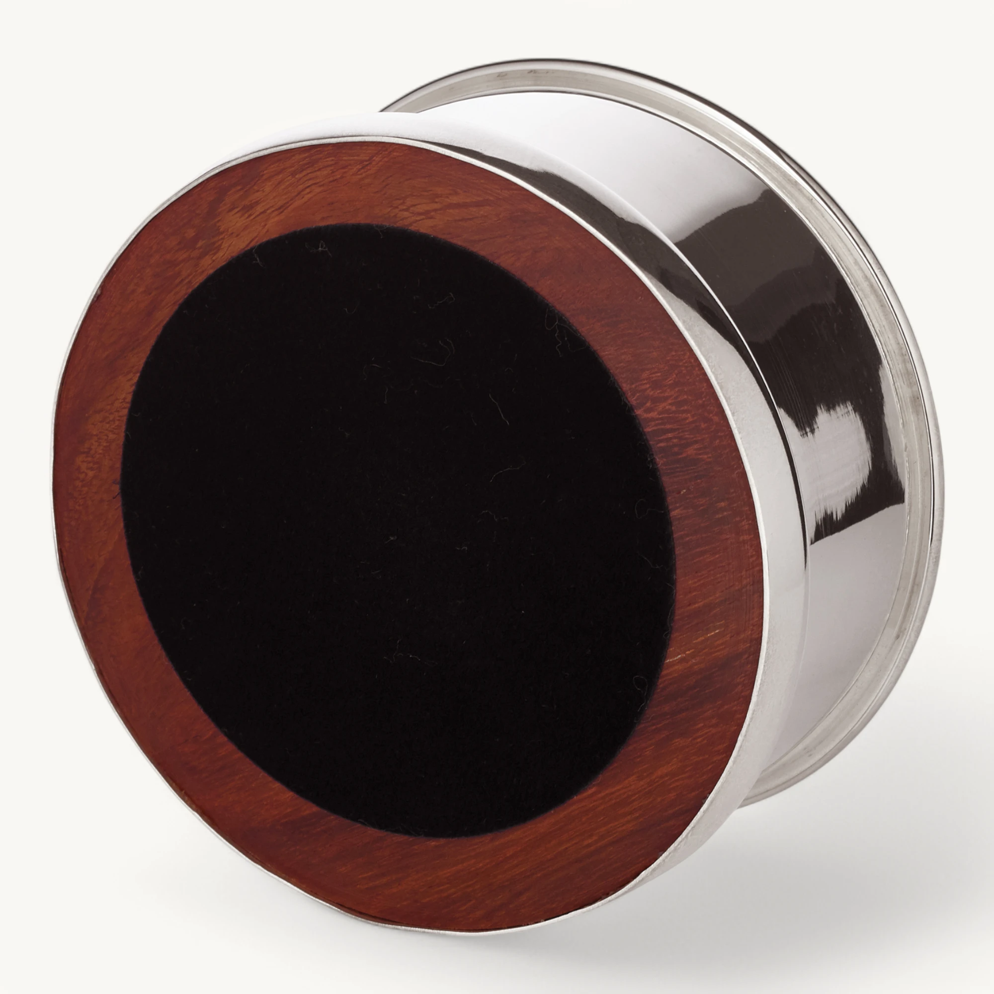 Flaschenuntersetzer Derby (Höhe 5 cm, Ø 10 cm), Holzboden, schwerversilbert Flaschenuntersetzer Derby (Höhe 5 cm, Ø 10 cm), Holzboden, schwerversilbert