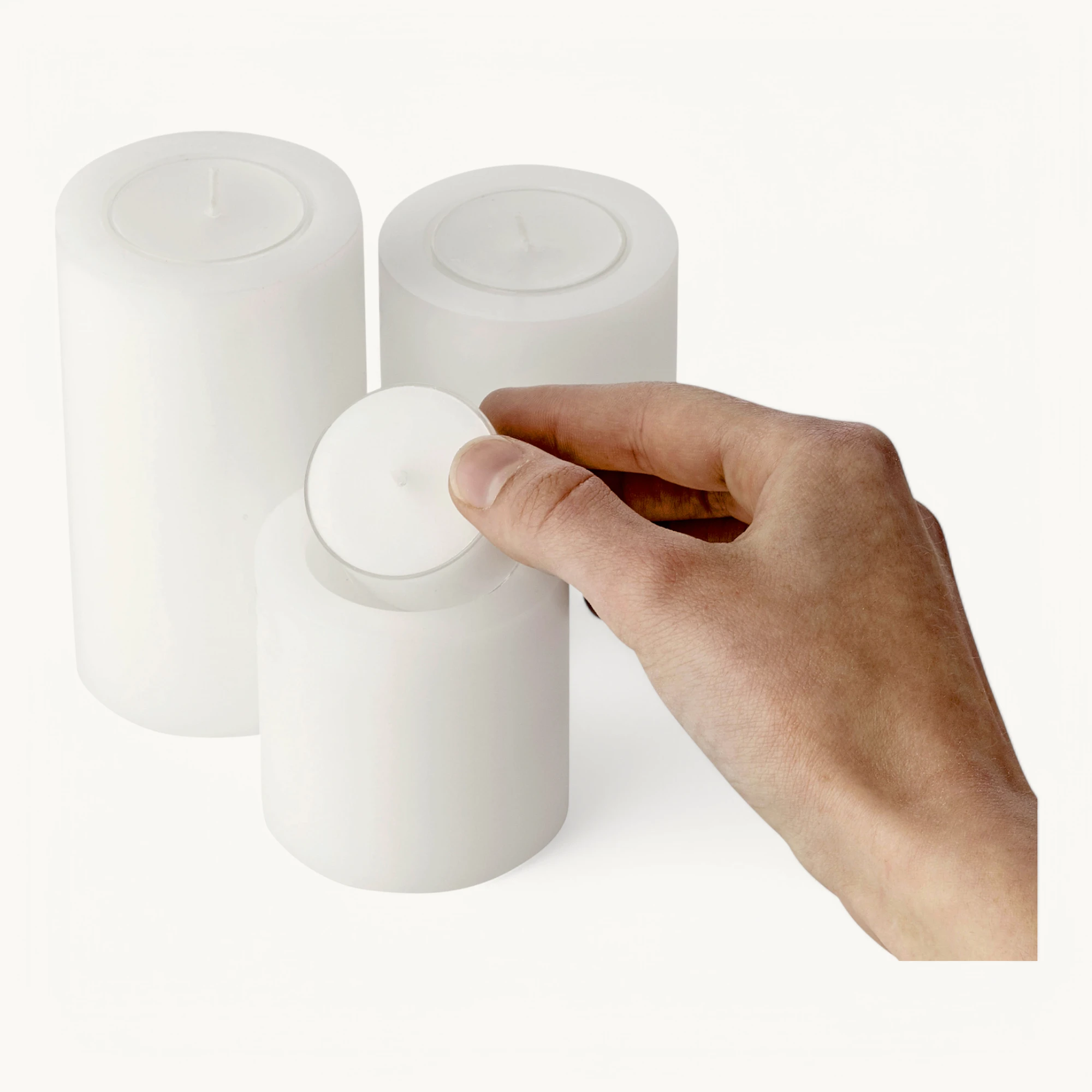 3er-Set Dauerkerze Cornelius (Höhe 6/8/10 cm, ø 6 cm), weiß, Teelichthalter hitzebeständig 90° 3er-Set Dauerkerze Cornelius (Höhe 6/8/10 cm, ø 6 cm), weiß, Teelichthalter hitzebeständig 90°