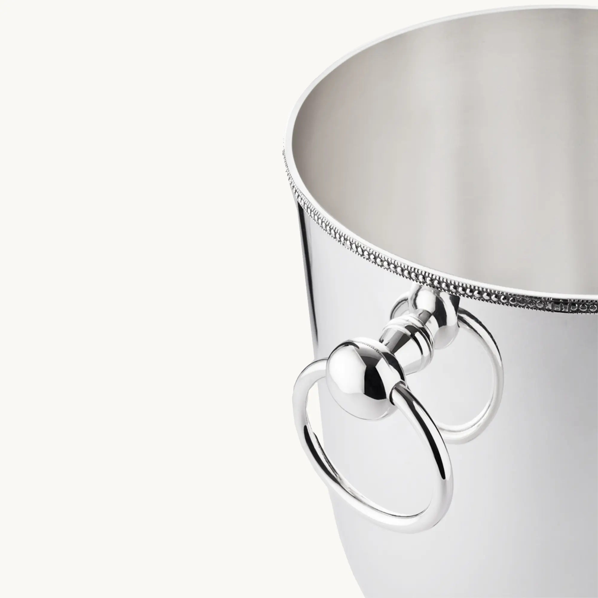 Flaschenkühler Perla (Höhe 22 cm, Ø 18 cm), mit Griffen, Perlenrand, schwerversilbert Flaschenkühler Perla (Höhe 22 cm, Ø 18 cm), mit Griffen, Perlenrand, schwerversilbert