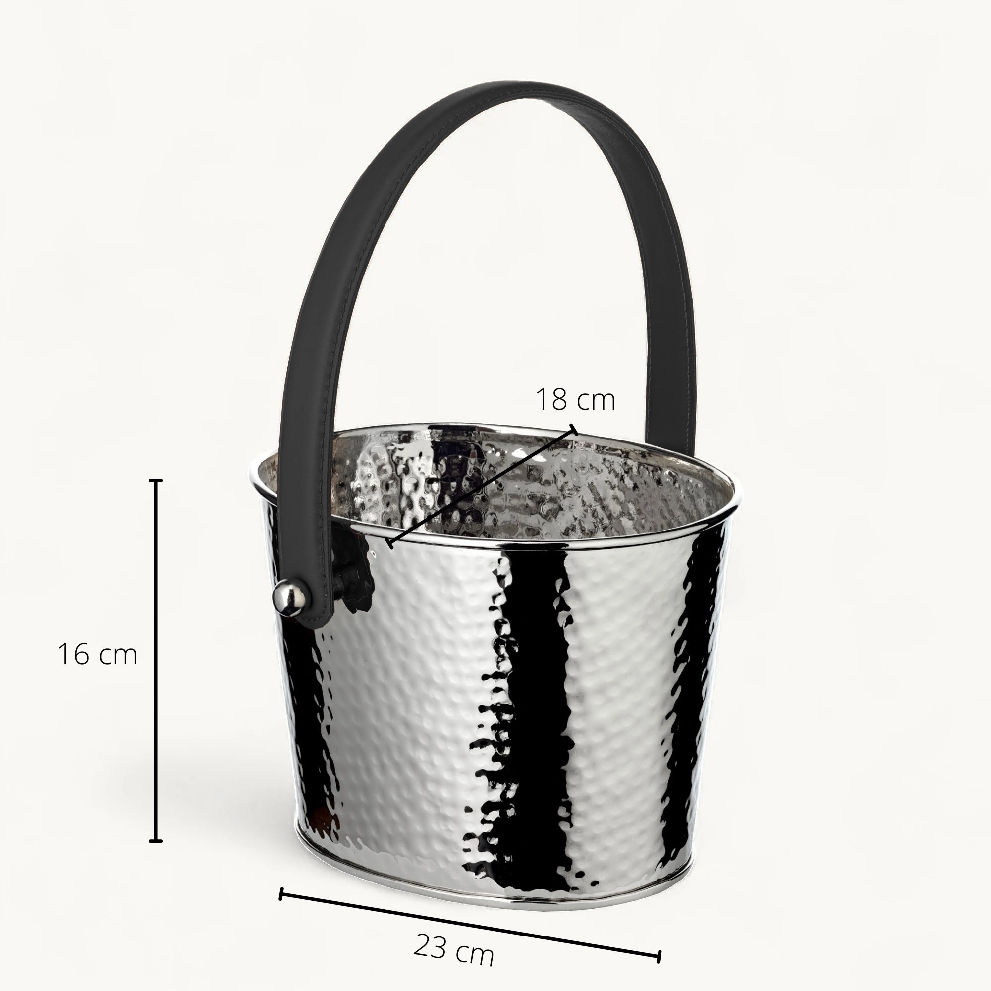 Sektkühler Gavin (23 x 18 cm, H 16 cm), gehämmert, Edelstahl, vernickelt