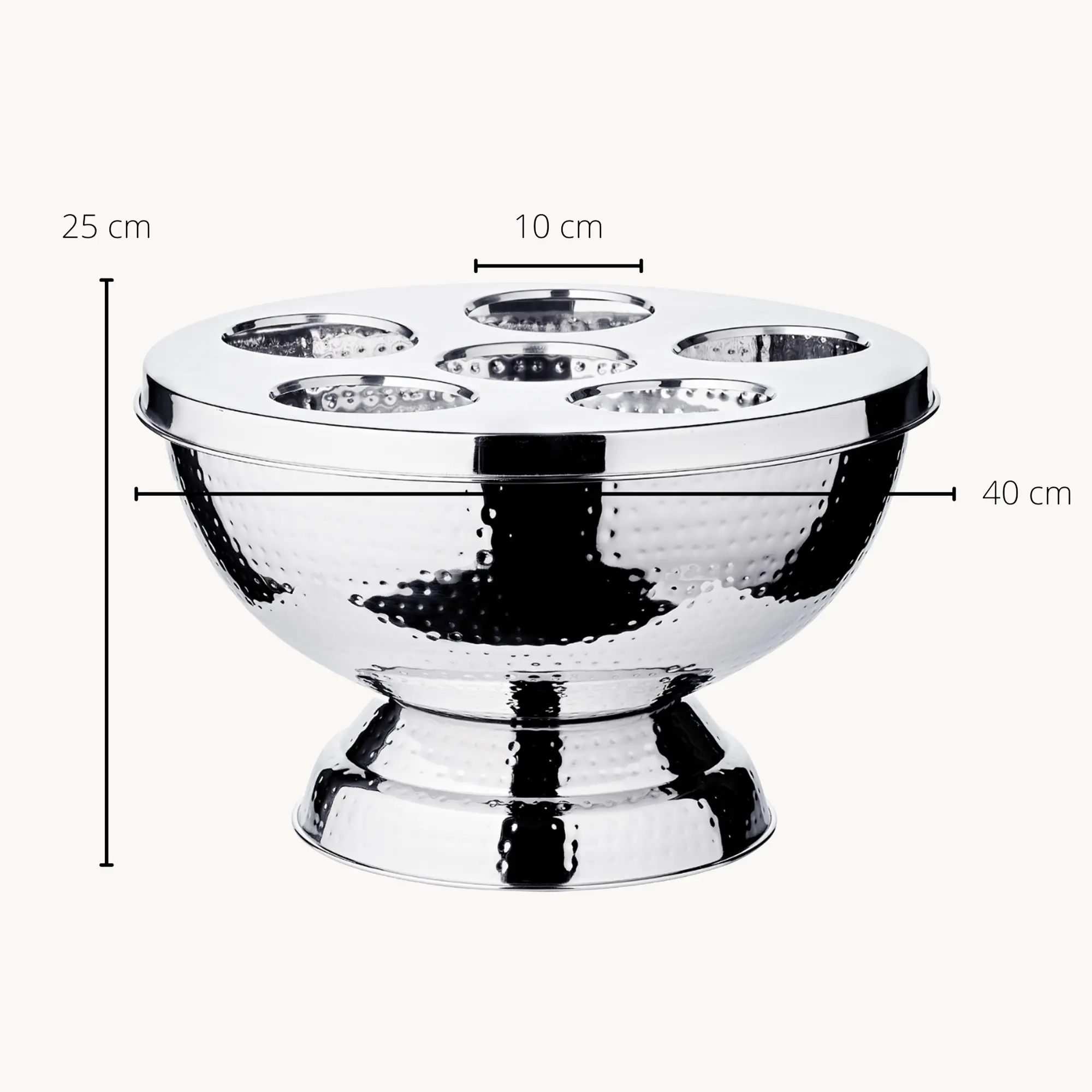 Flaschenkühler Rockford (Höhe 25 cm, Ø 40 cm), abnehmbarer Deckel, gehämmert, Edelstahl