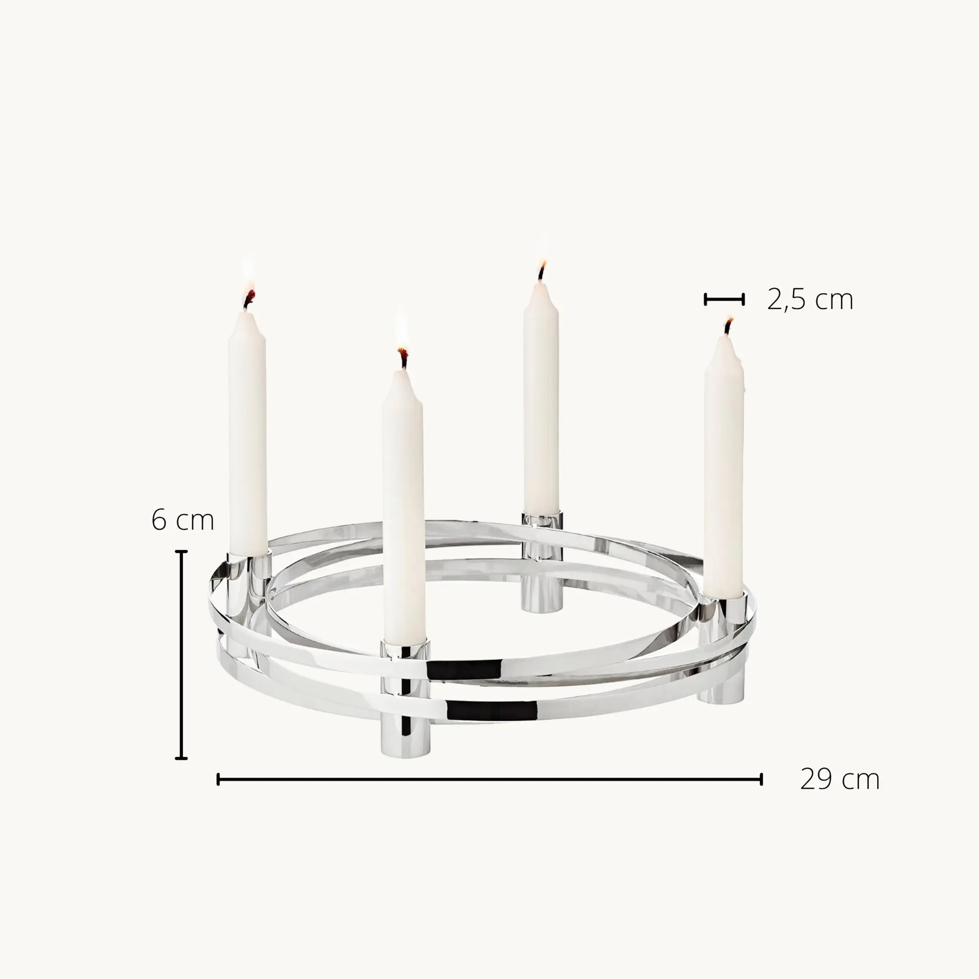 Adventskranz Avia (ø 29 cm), Edelstahl hochglanzpoliert, silberfarben