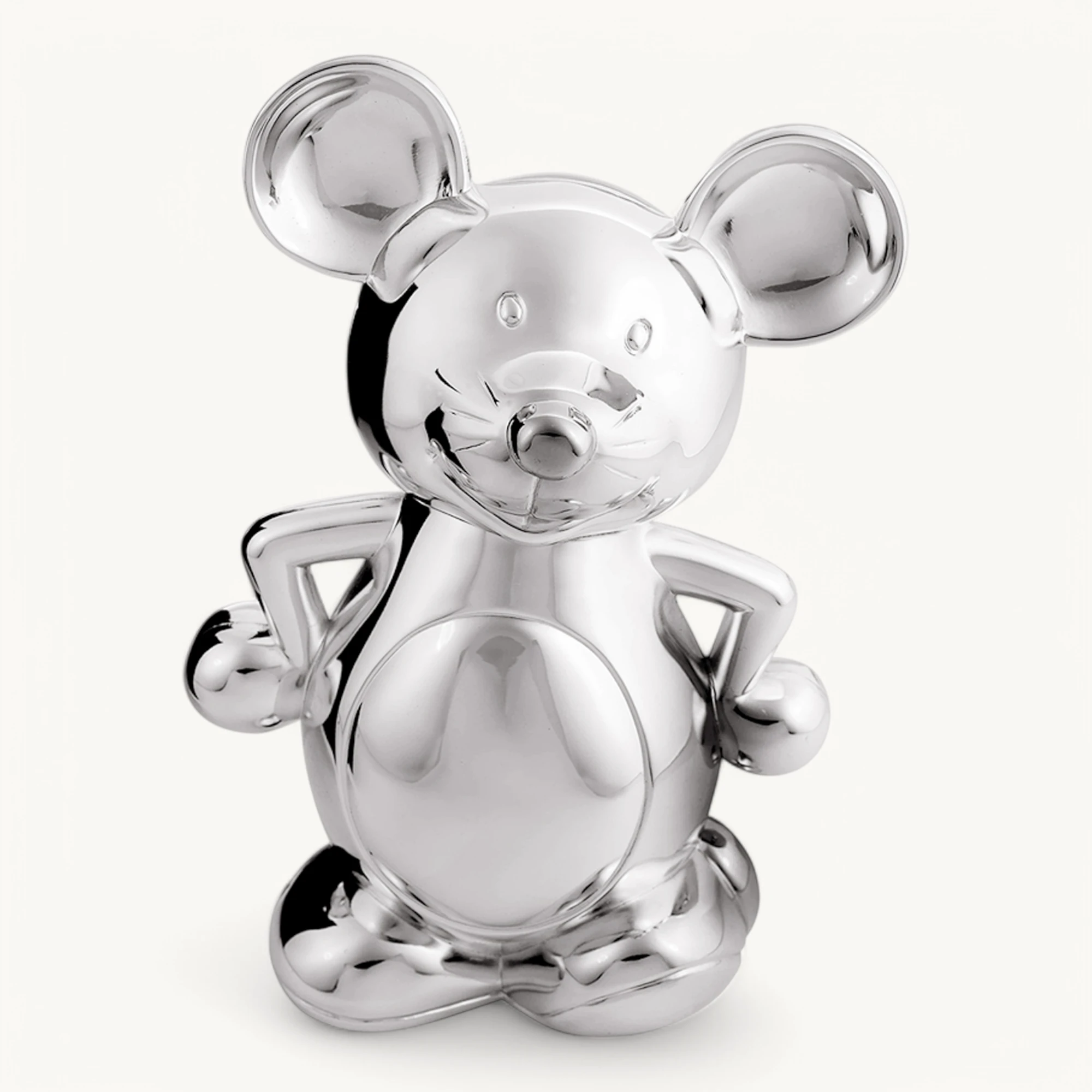 Spardose Sparbüchse Maus, edel versilbert, anlaufgeschützt, Höhe 19 cm