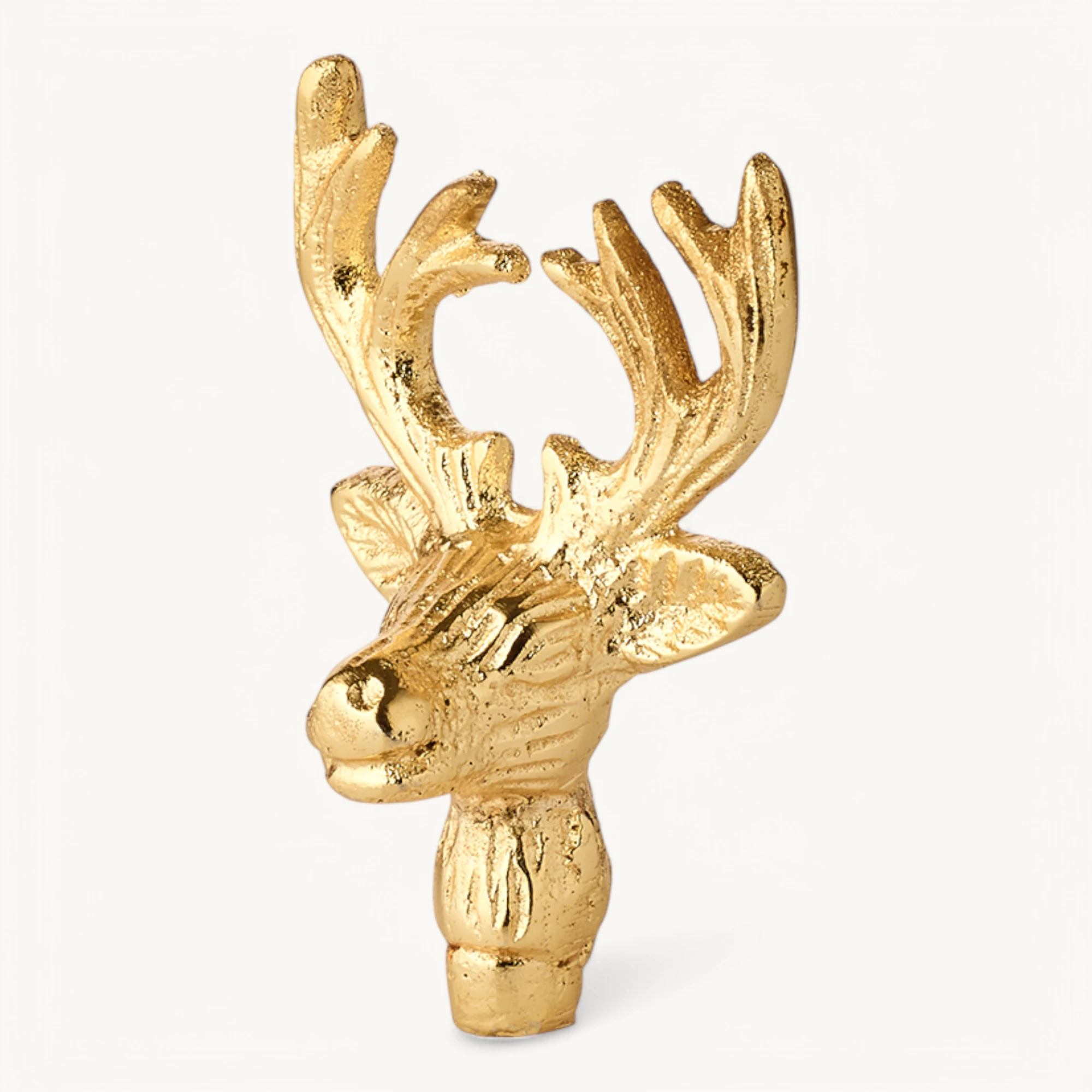 3er-Set Kerzenpin Elch (Höhe 6 cm), goldfarben, Aluminium vernickelt, für Stumpenkerzen