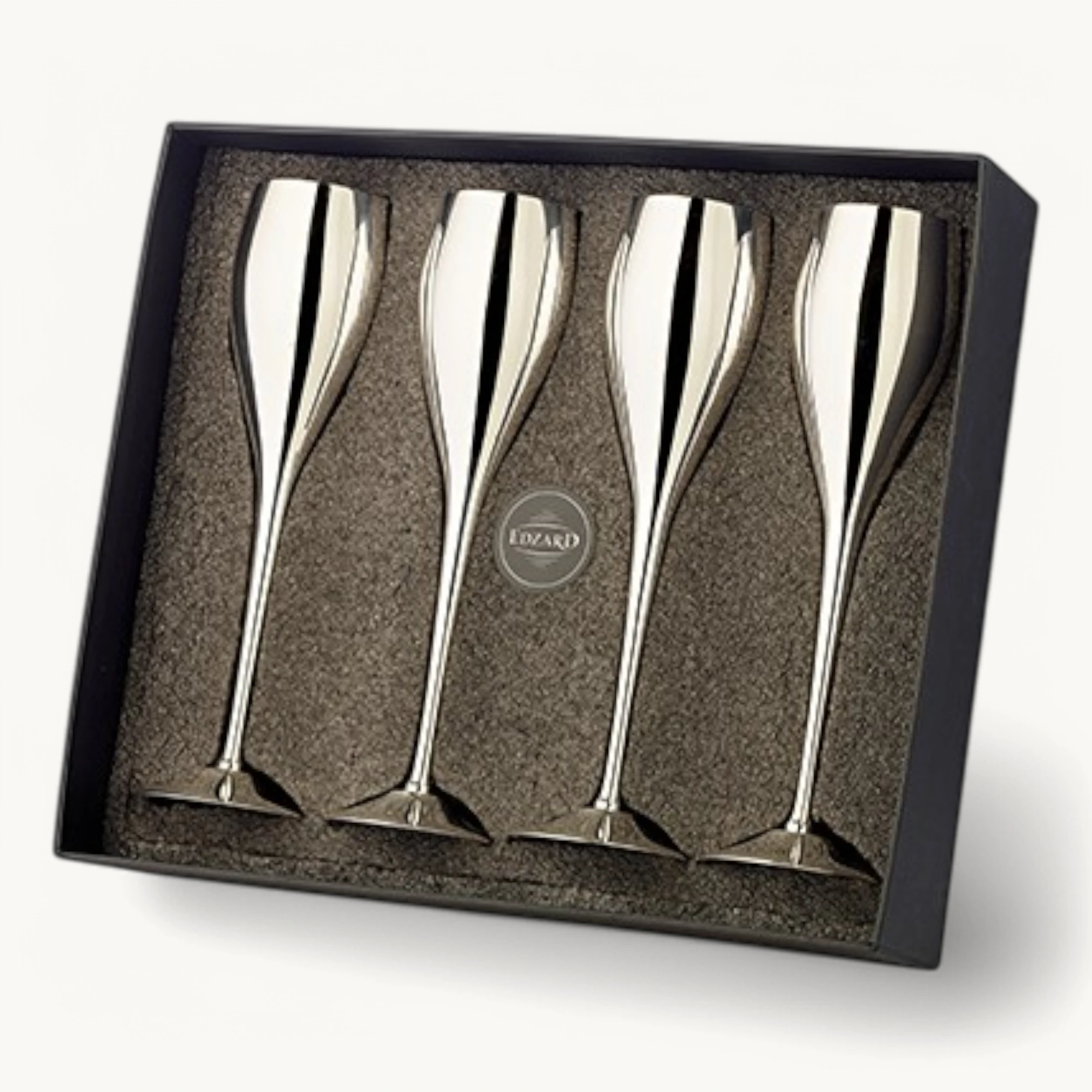 2. Wahl 4er Set Sektkelch Sektflöte Dodo, edel versilbert, Höhe 23 cm, Füllmenge 200 ml