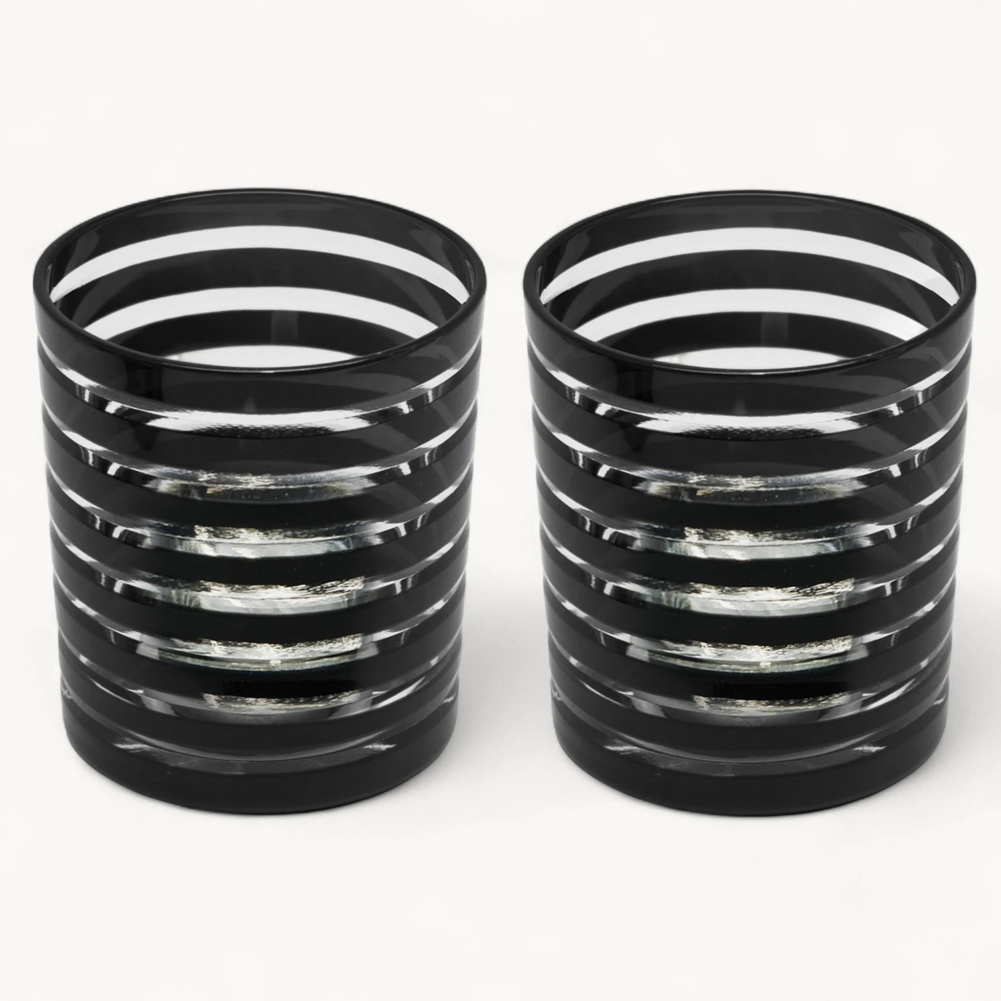 SALE 2er-Set Kristallgläser Nelson (Höhe 9 cm, Füllmenge 250 ml), schwarz, handgeschliffenes Glas