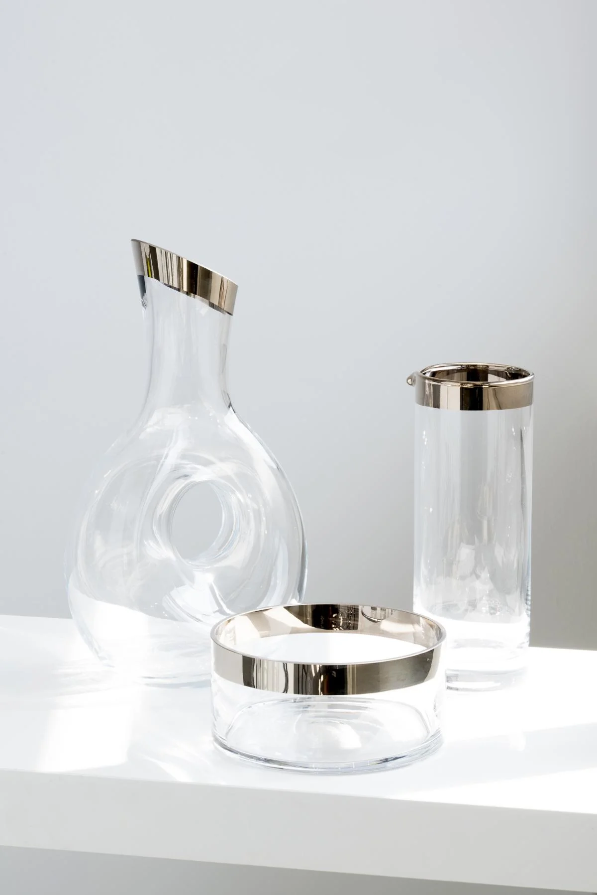 Dekanter Gordon (1,2 Liter), mundgeblasenes Kristallglas, Platinrand