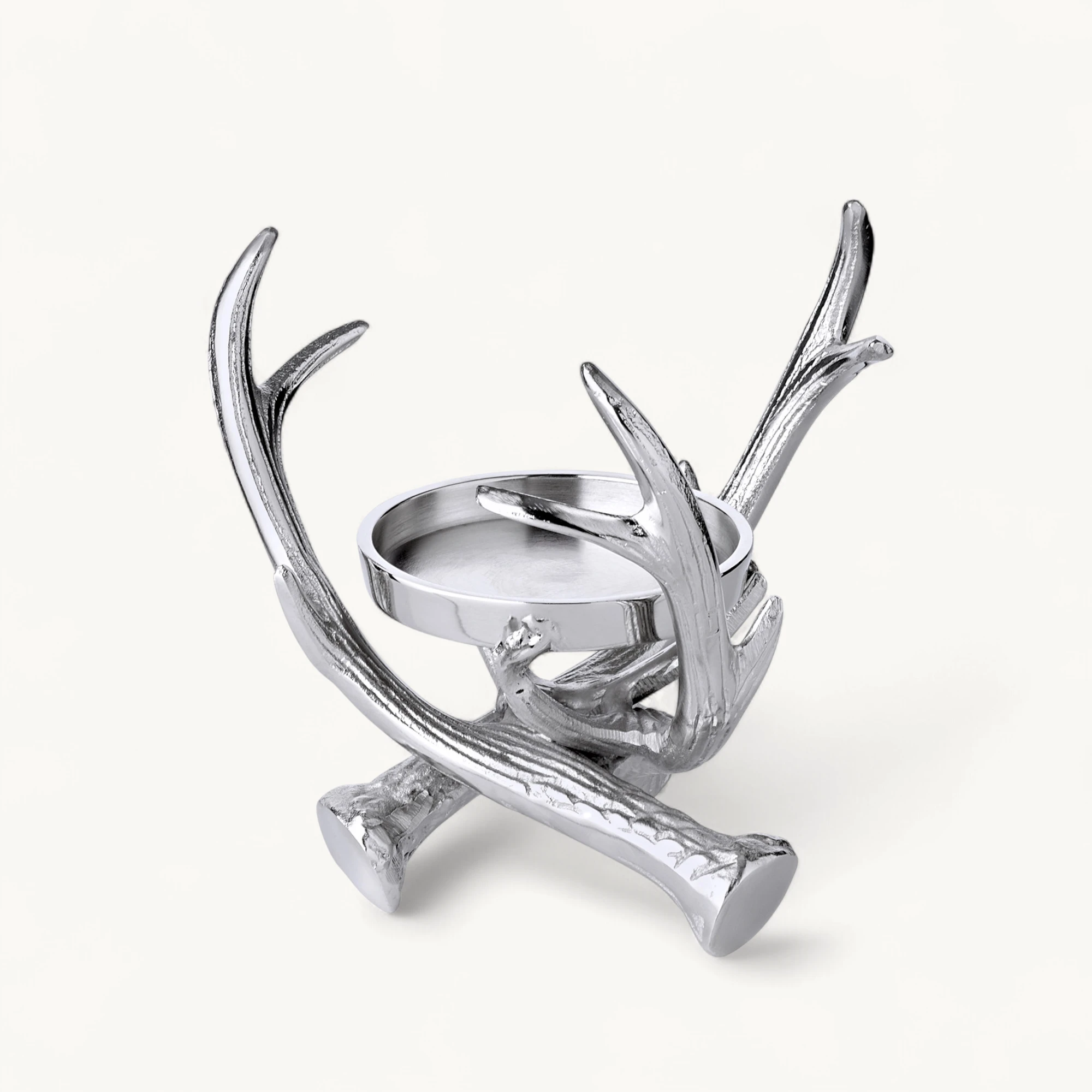 Kerzenhalter Blitu (Höhe 25 cm), mit Glas, Aluminium vernickelt, für Stumpenkerze ø 8 cm