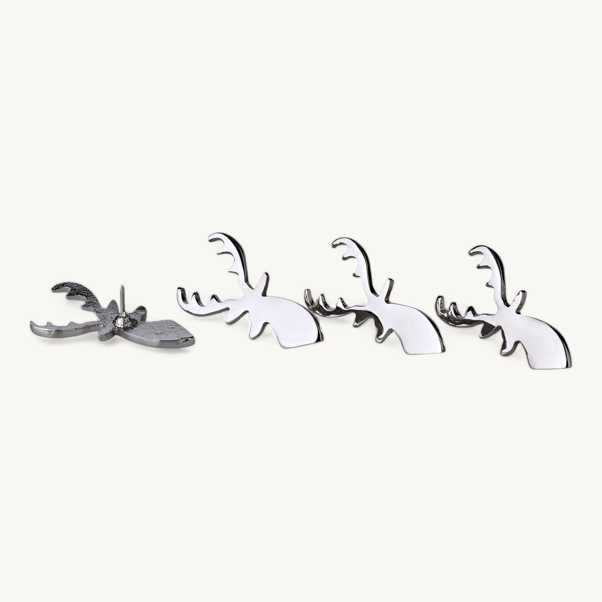 4er-Set Kerzenpin Risa (Höhe 7 cm), silberfarben, Aluminium vernickelt