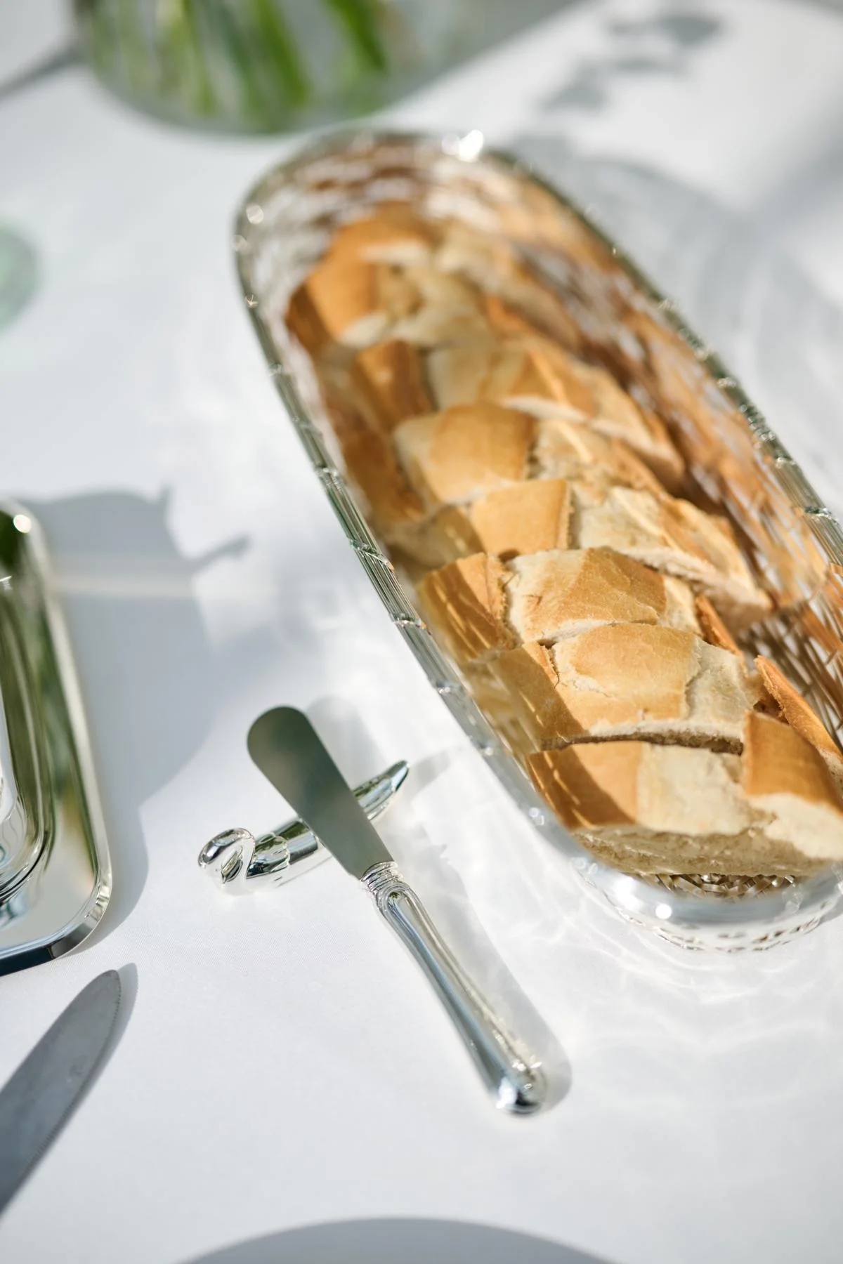 Korb Brotkorb Baguette (13x34cm), Metall geflochten, länglich, edel versilbert, anlaufgeschützt