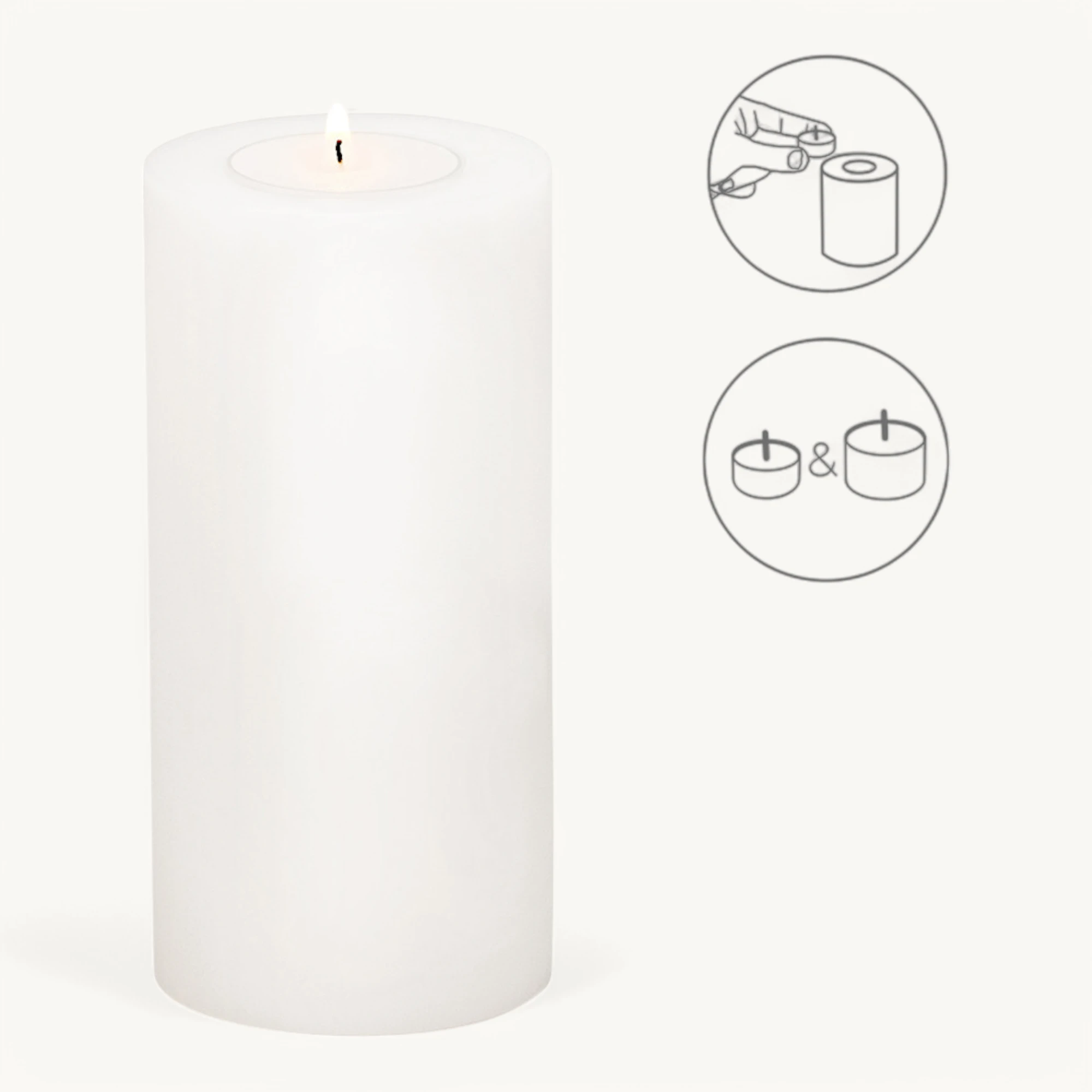 Set Teelichthalter Dauerkerze Cornelius, Höhe 15 cm, Durchmesser 8 cm, inkl. 50 Teelichter