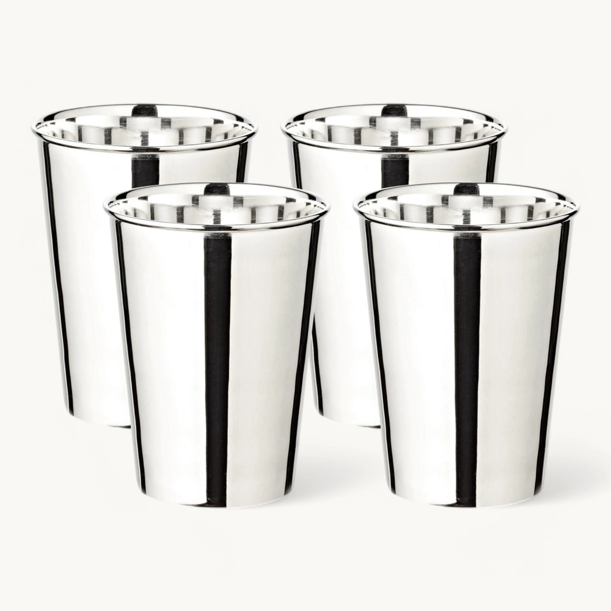 4er-Set Trinkbecher Mido (Höhe 10 cm, Füllmenge 250 ml), glatt, edel versilbert