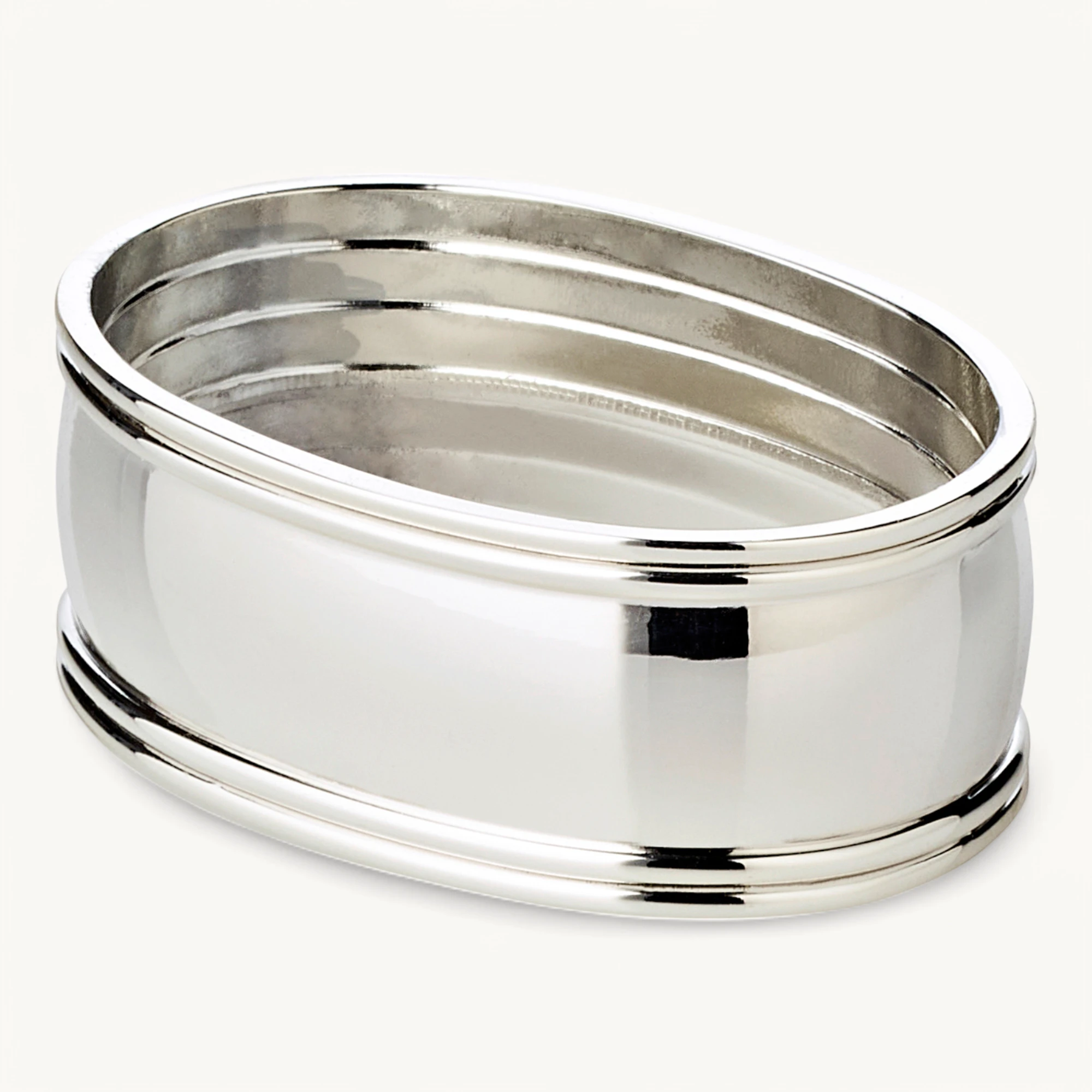 4er-Set Serviettenringe Faden (Länge 6 cm), oval, edel versilbert, anlaufgeschützt
