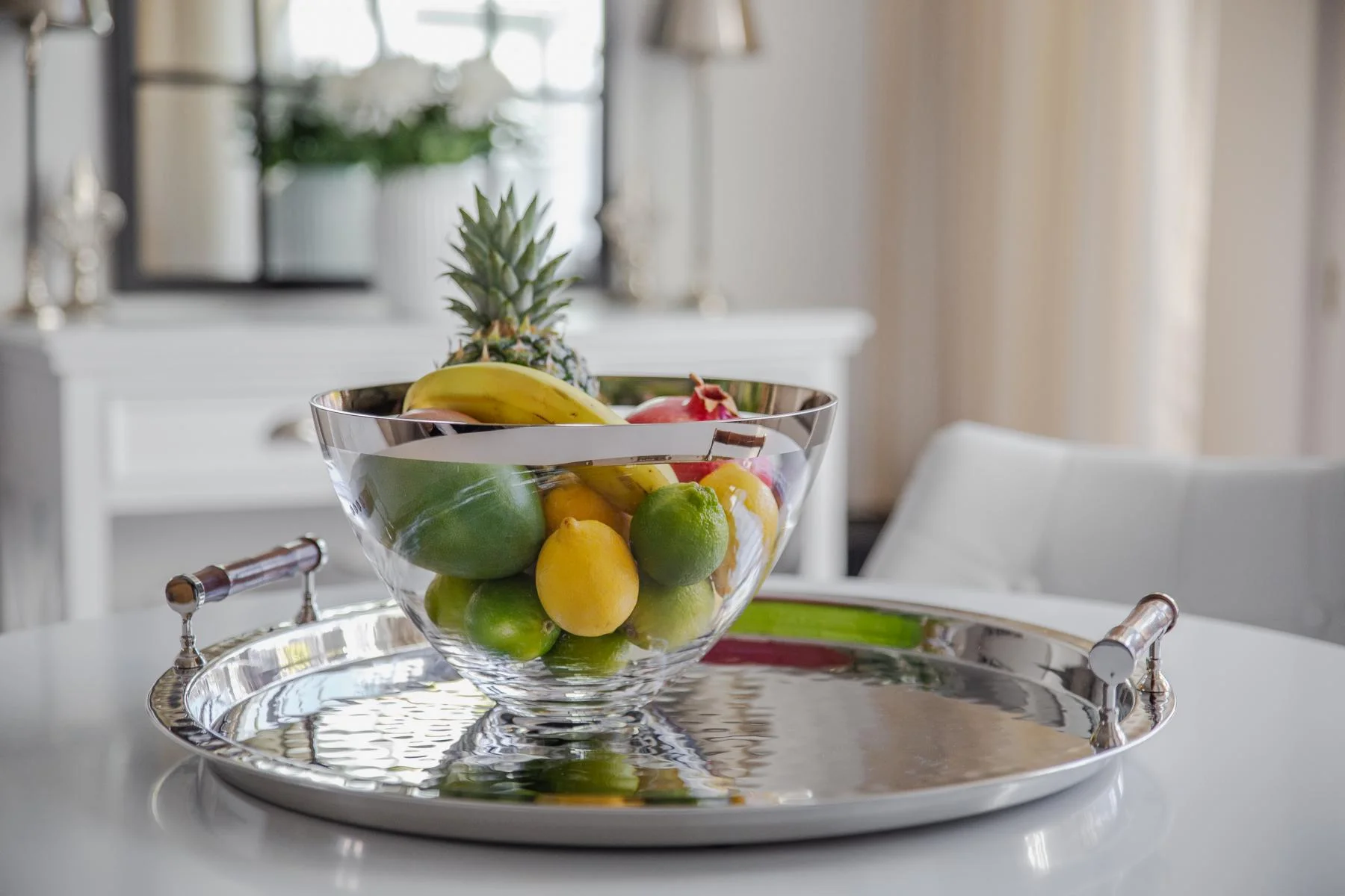 Schale Holly (Ø 30 cm), mundgeblasenes Kristallglas mit Platinrand Schale Holly (Ø 30 cm), mundgeblasenes Kristallglas mit Platinrand