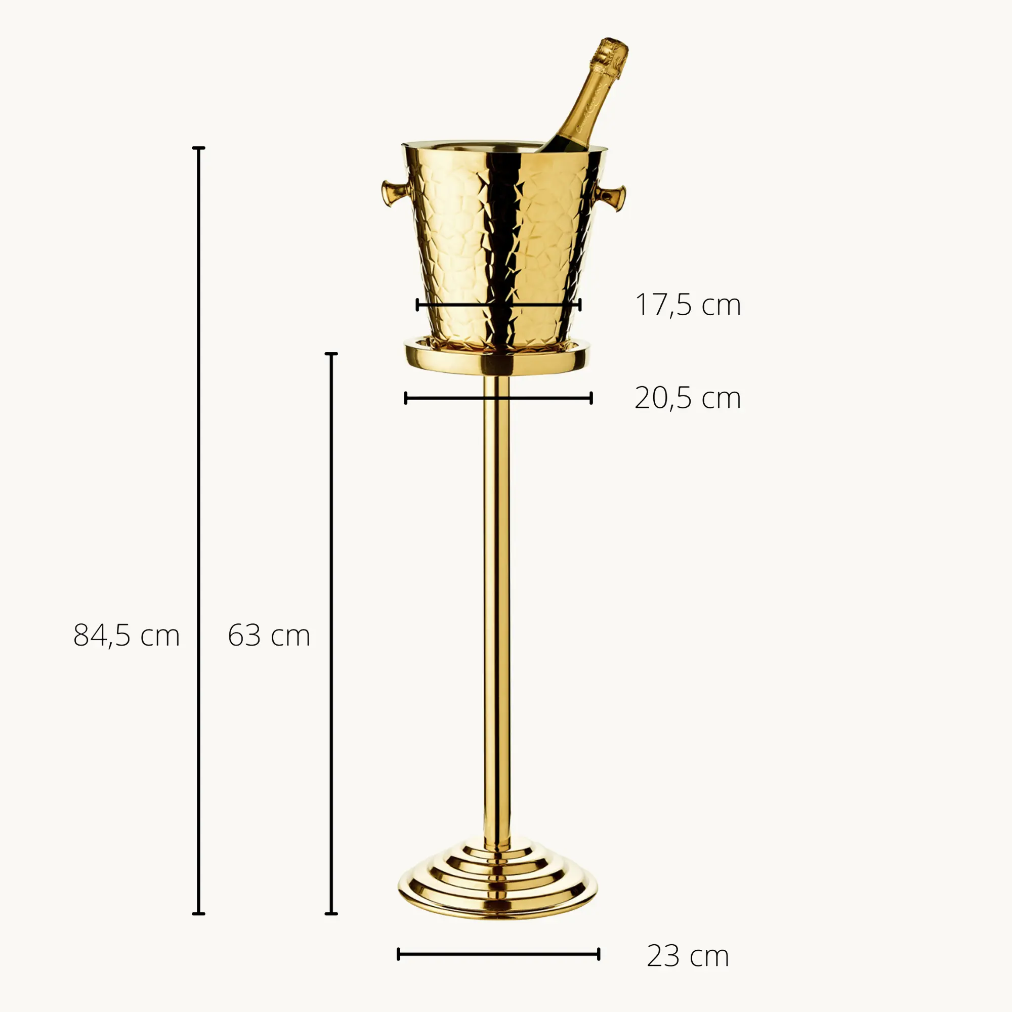 Flaschenkühler Capri (Höhe 83 cm, Ø 23 cm) inkl. Ständer, goldfarben, gemustert, Edelstahl
