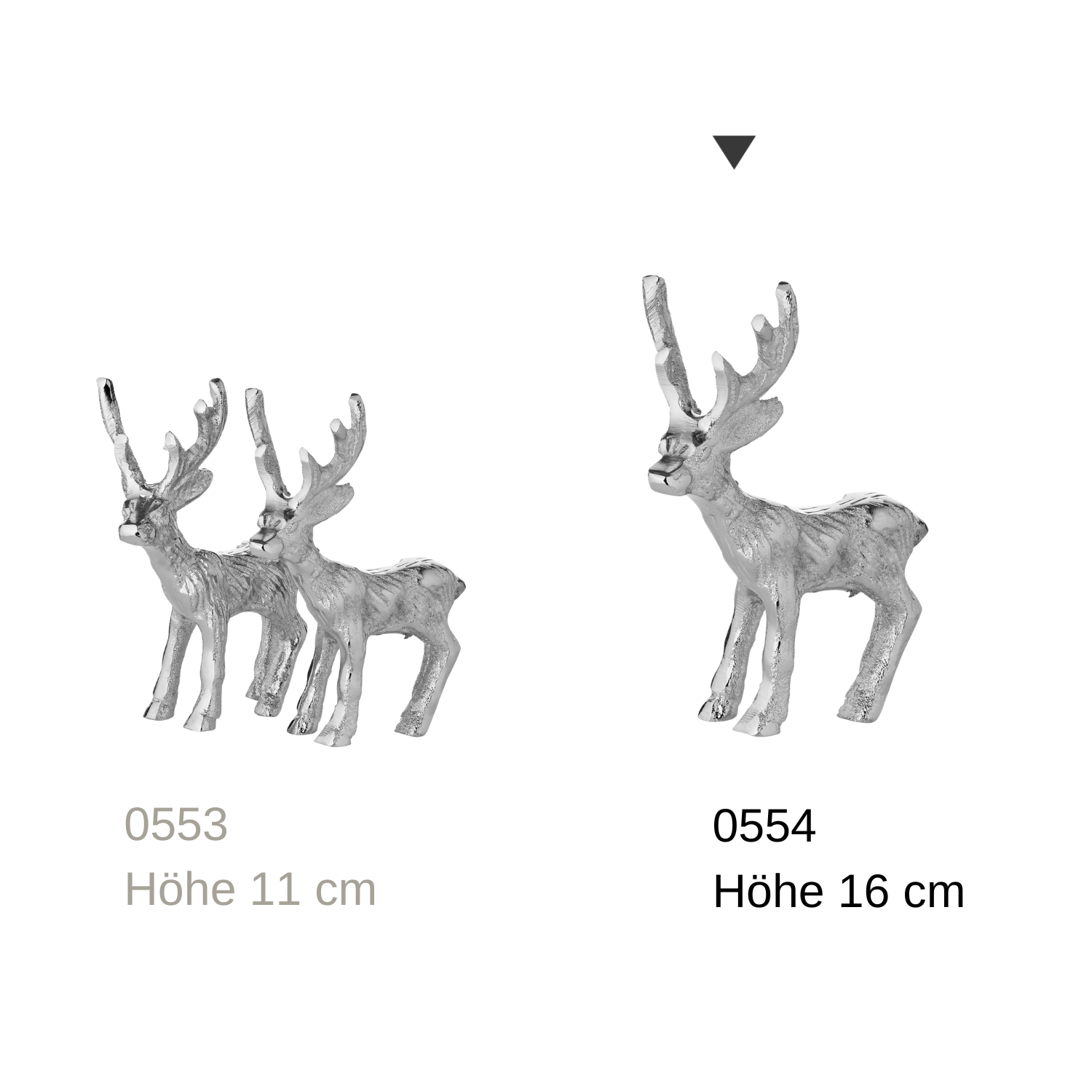SALE Dekofigur Hirsch Malik (Höhe 16 cm), Aluminium vernickelt, silberfarben, Winterdeko, Weihnachts