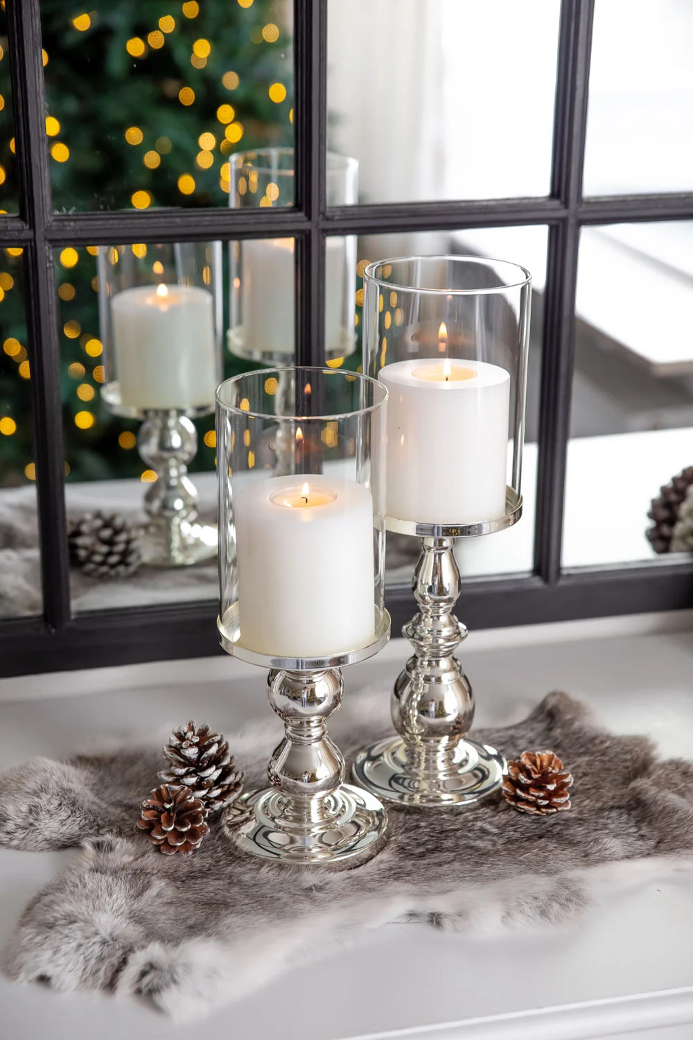 Kerzenleuchter Windlicht Mascha (Höhe 34 cm), edel versilbert, anlaufgeschützt, mit Glasaufsatz Kerzenleuchter Windlicht Mascha (Höhe 34 cm), edel versilbert, anlaufgeschützt, mit Glasaufsatz