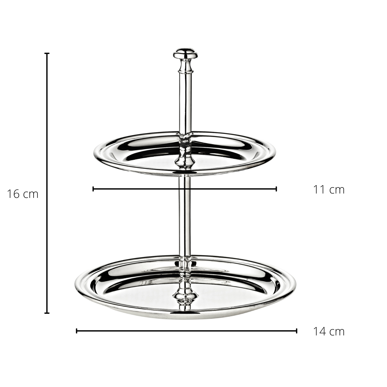 Etagere Faden (Höhe 16 cm, 2-stöckig), rund, edel versilbert, anlaufgeschützt