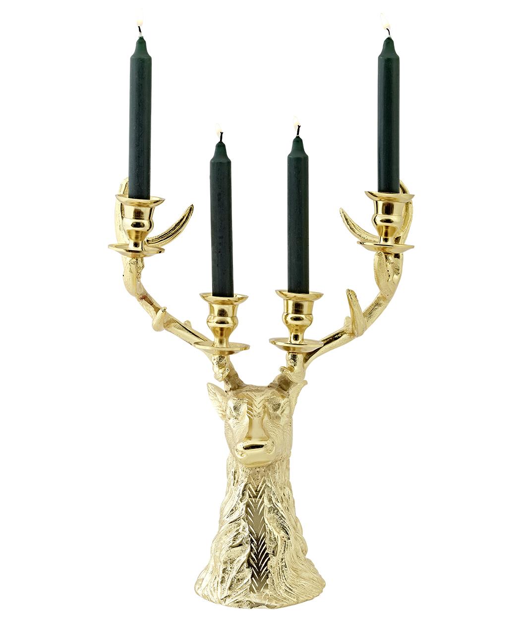 2. Wahl Kerzenleuchter Hirsch Richard für 4 Stabkerzen, Höhe 43 cm, Aluminium vernickelt gol
