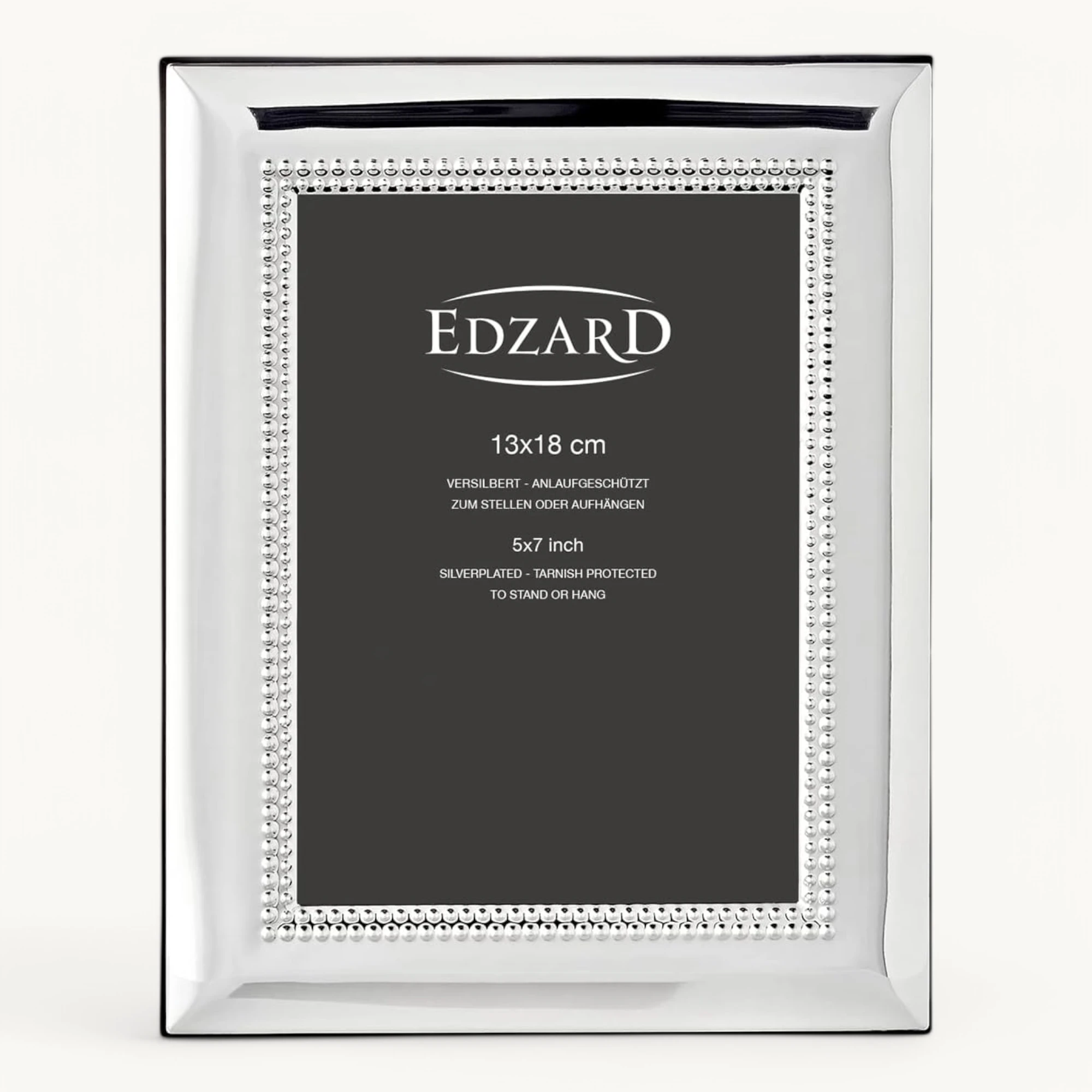 Bilderrahmen Turin (13x18 cm), Perlenrand, edel versilbert, anlaufgeschützt, 2 Aufhänger Bilderrahmen Turin (13x18 cm), Perlenrand, edel versilbert, anlaufgeschützt, 2 Aufhänger