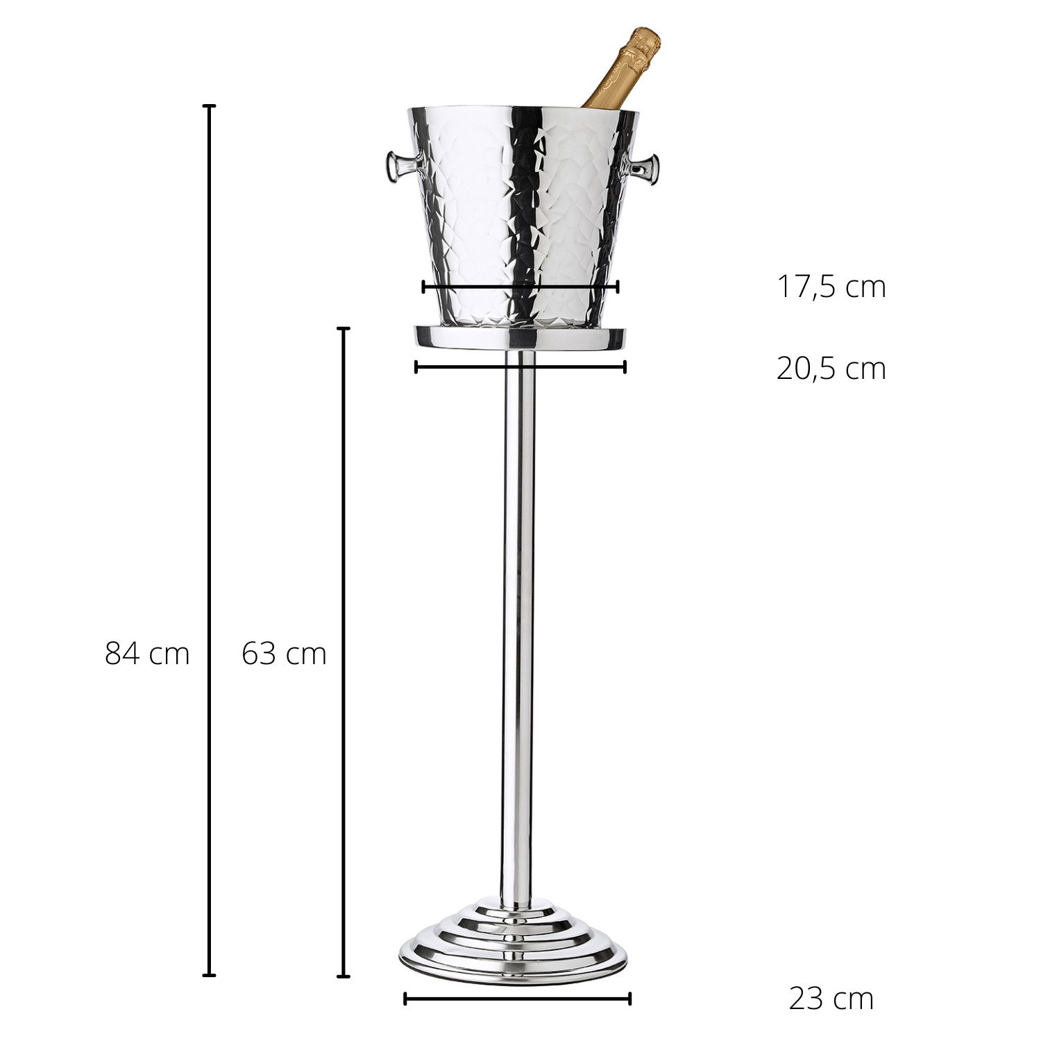 Flaschenkühler Capri (Höhe 83 cm, Ø 23 cm) inkl. Ständer, gemustert, Edelstahl, hochglanzpoliert