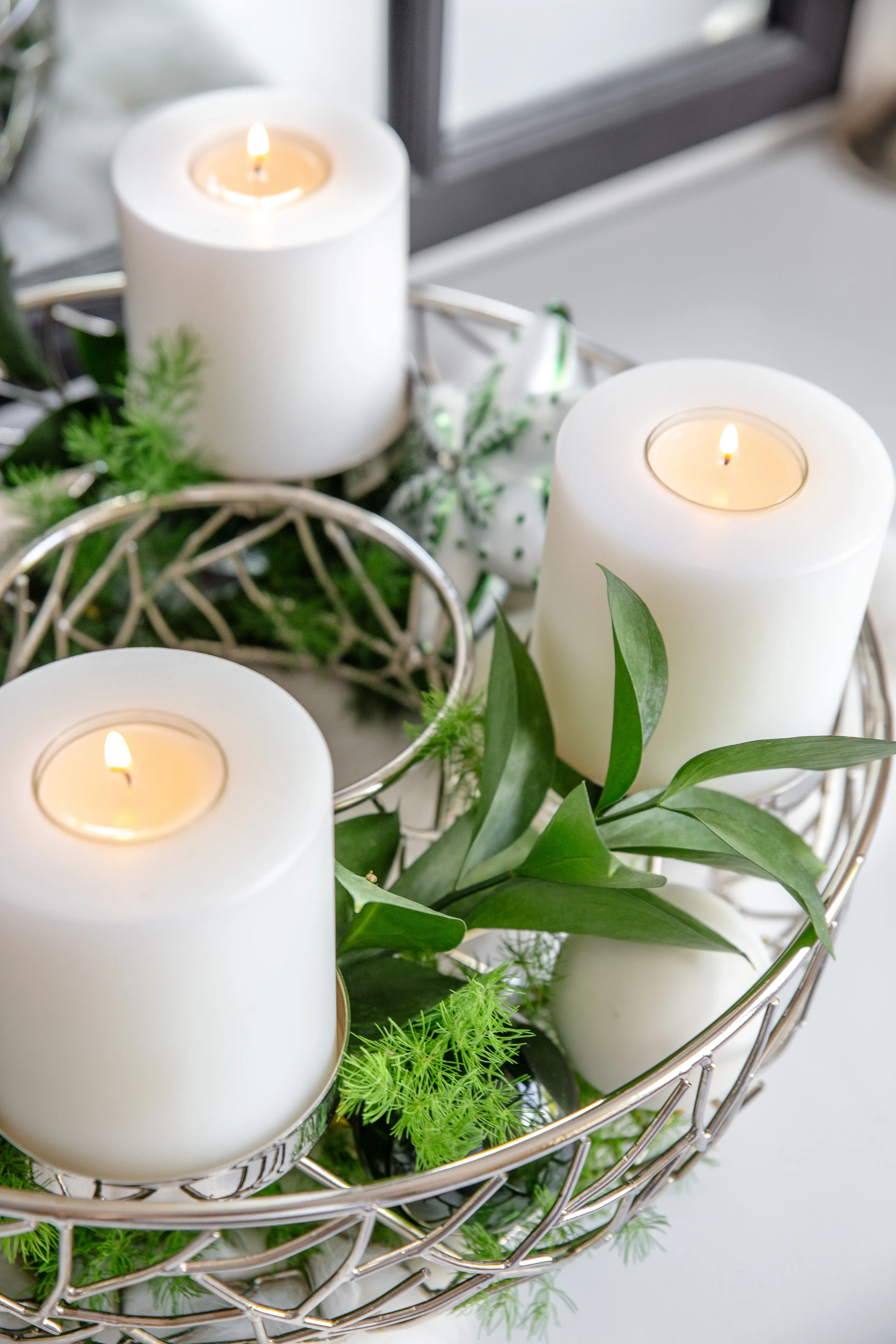 Adventskranz Milano (ø 34 cm), silberfarben, Edelstahl vernickelt